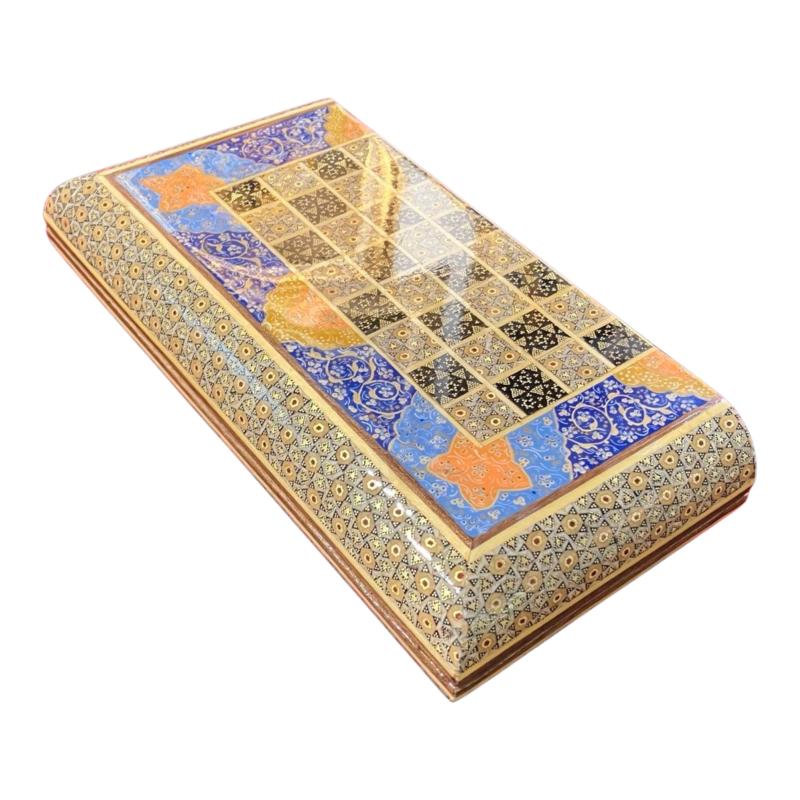 Handcrafted Khatam and Miniature Backgammon and Chess Set - 30x30 CM