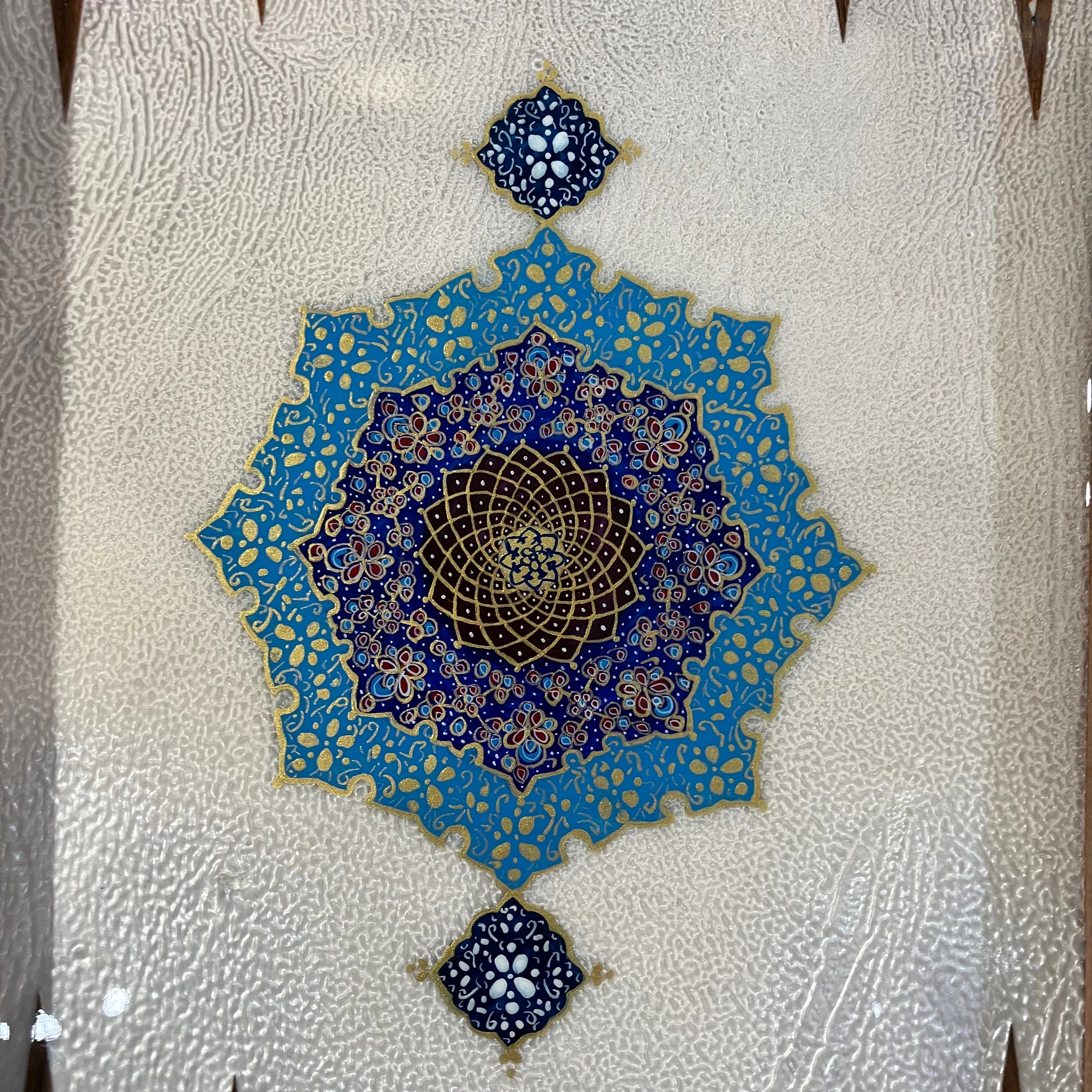 Handcrafted Khatam and Miniature Backgammon and Chess Set - 60x60 CM (Dalbor)