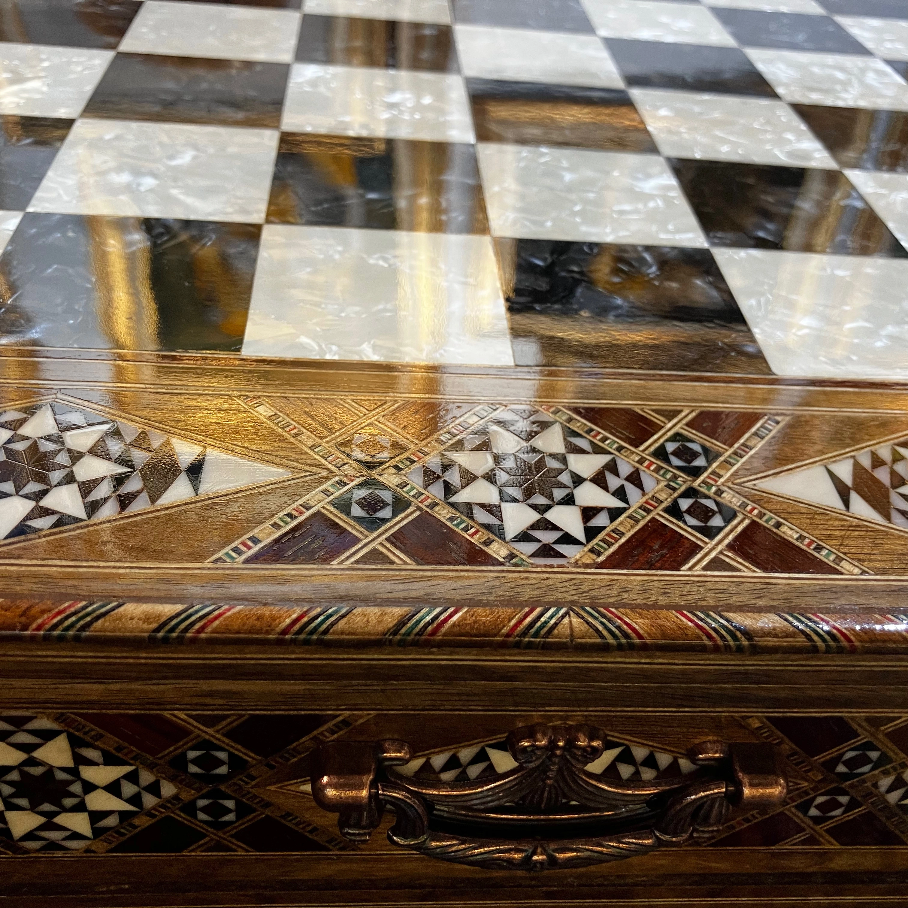 Mother-of-Pearl Drawer Chess Set – 50x50 cm