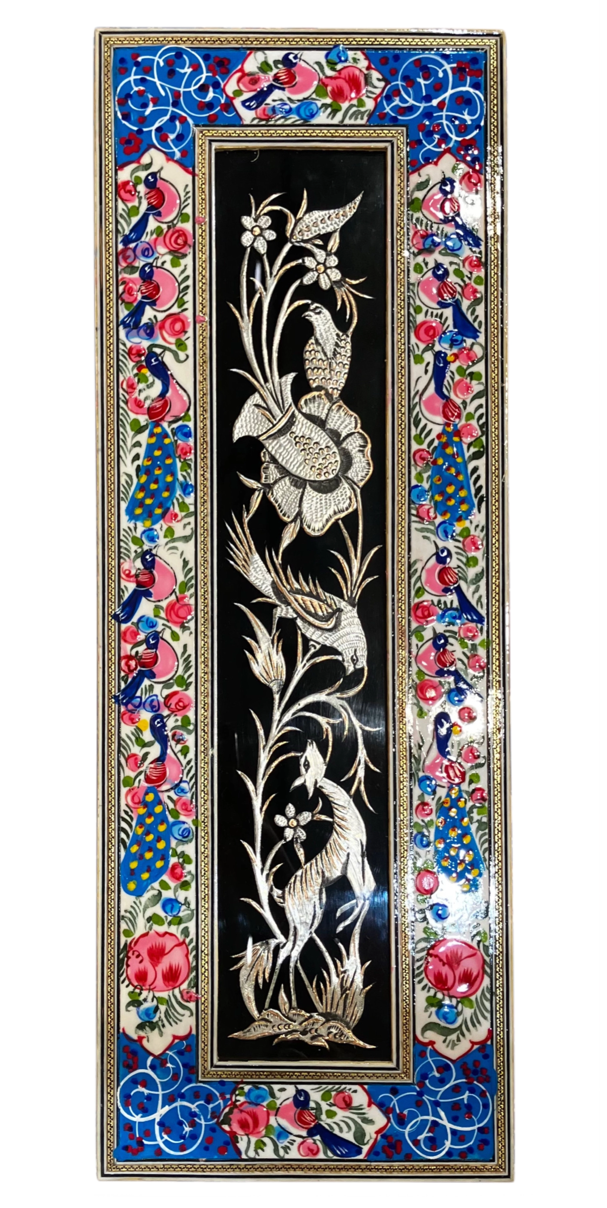 Handcrafted Mina, Khatam & Metal Inlay Wall Panel – 19x54 cm