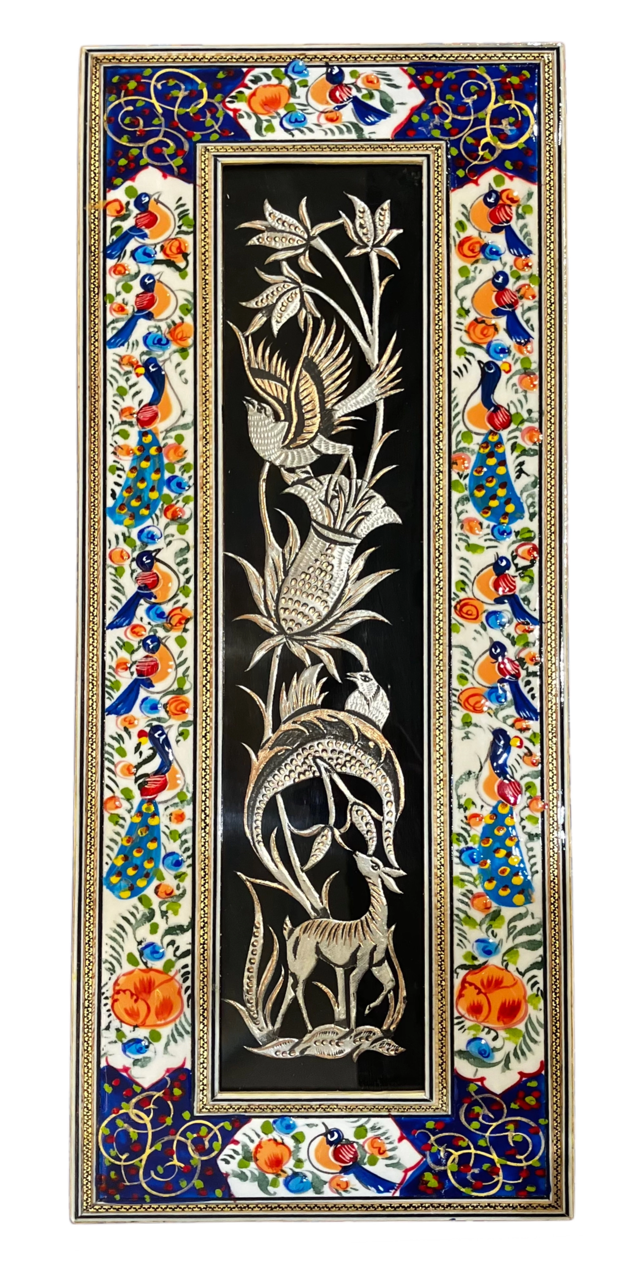 Handcrafted Mina, Khatam & Metal Inlay Wall Panel – 19x54 cm