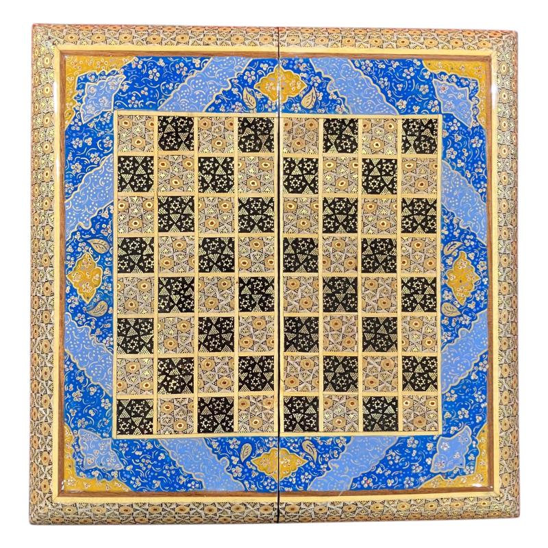 Handcrafted Khatam and Miniature Backgammon and Chess Set - 30x30 CM