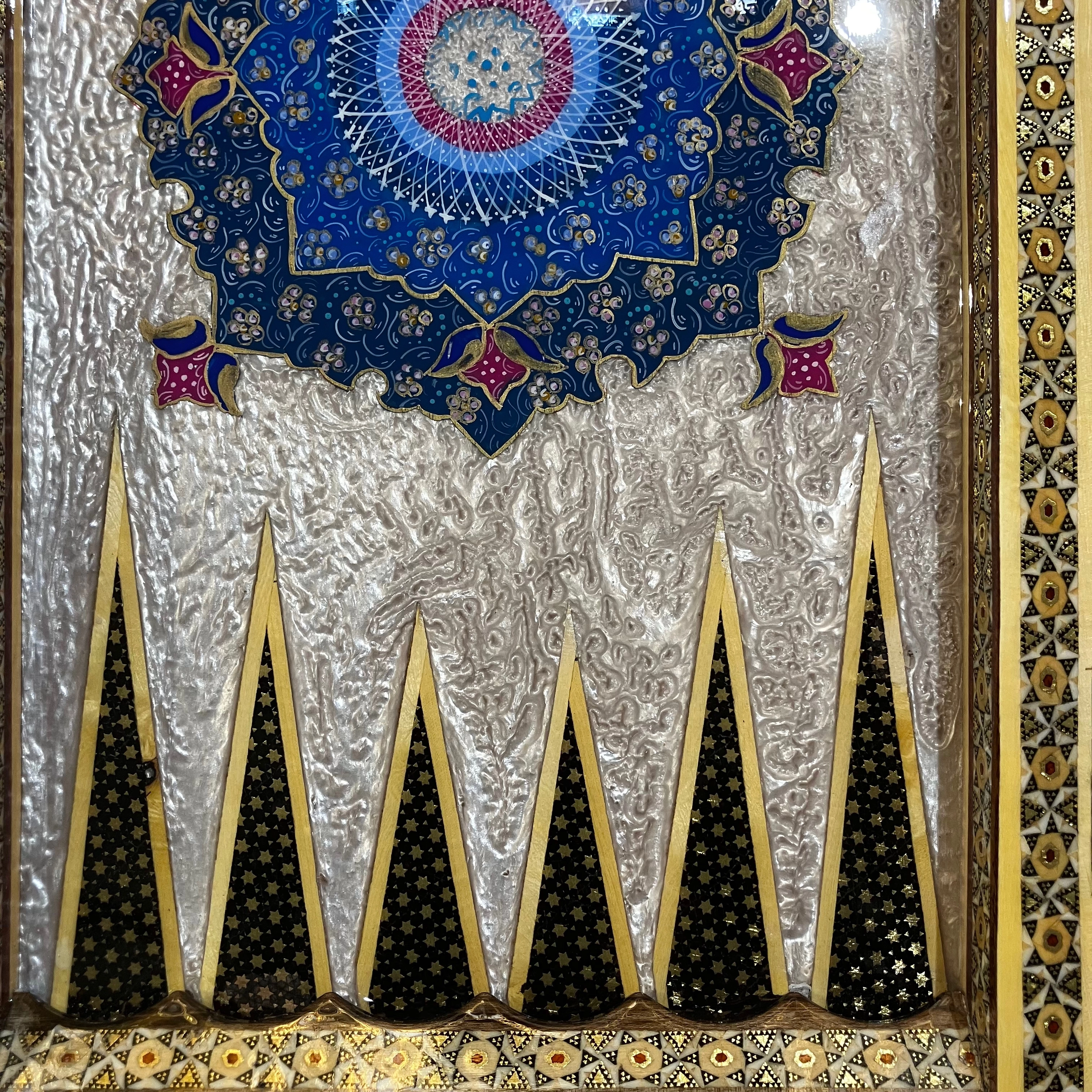 Handcrafted Khatam and Miniature Backgammon and Chess Set - 50x50 CM