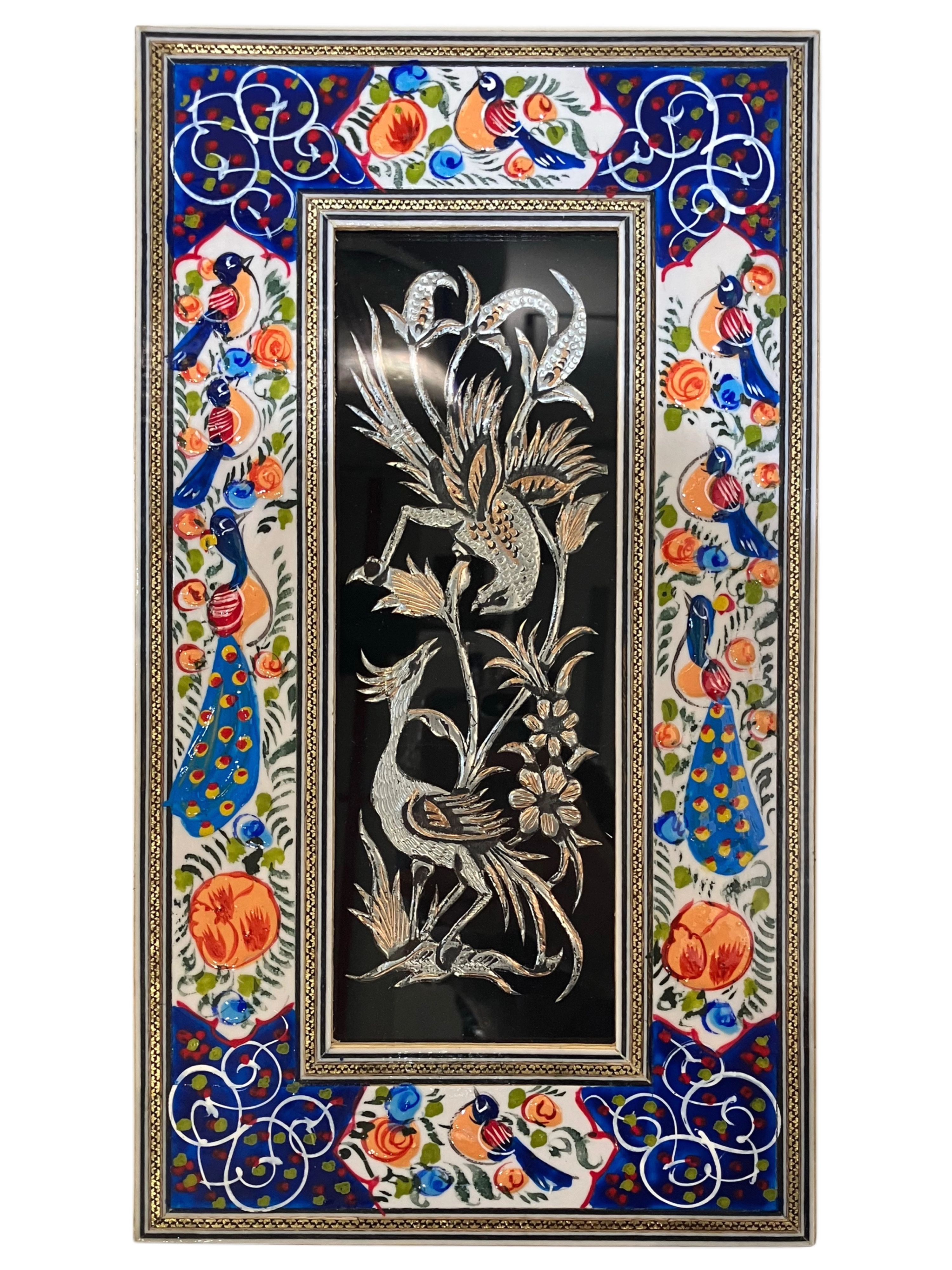 Handcrafted Mina, Khatam & Metal Inlay Wall Panel – 20x35 cm