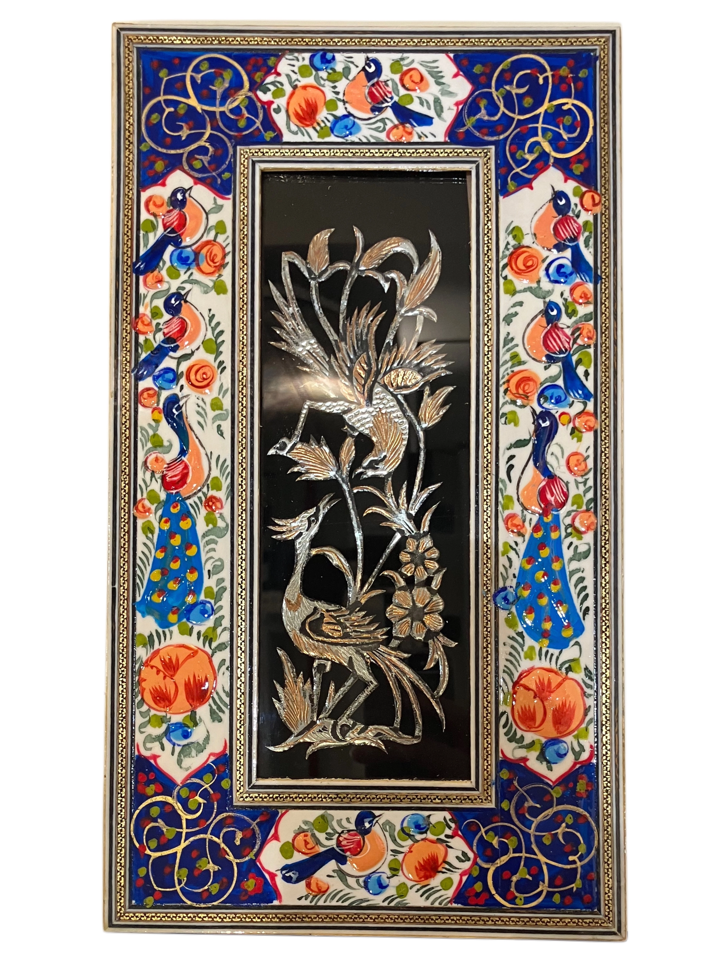 Handcrafted Mina, Khatam & Metal Inlay Wall Panel – 20x35 cm