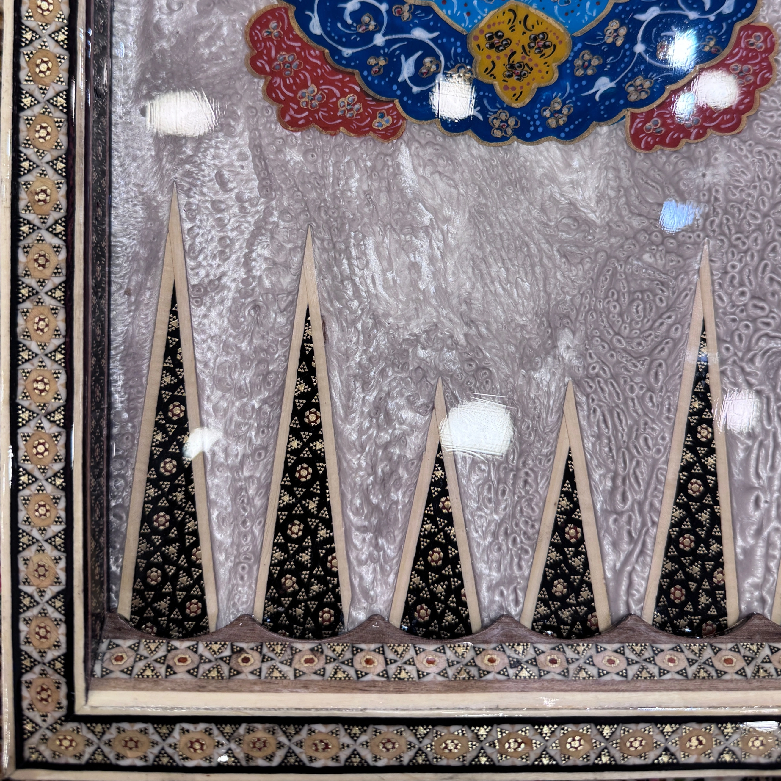 Handcrafted Khatam and Miniature Backgammon and Chess Set - 50x50 CM