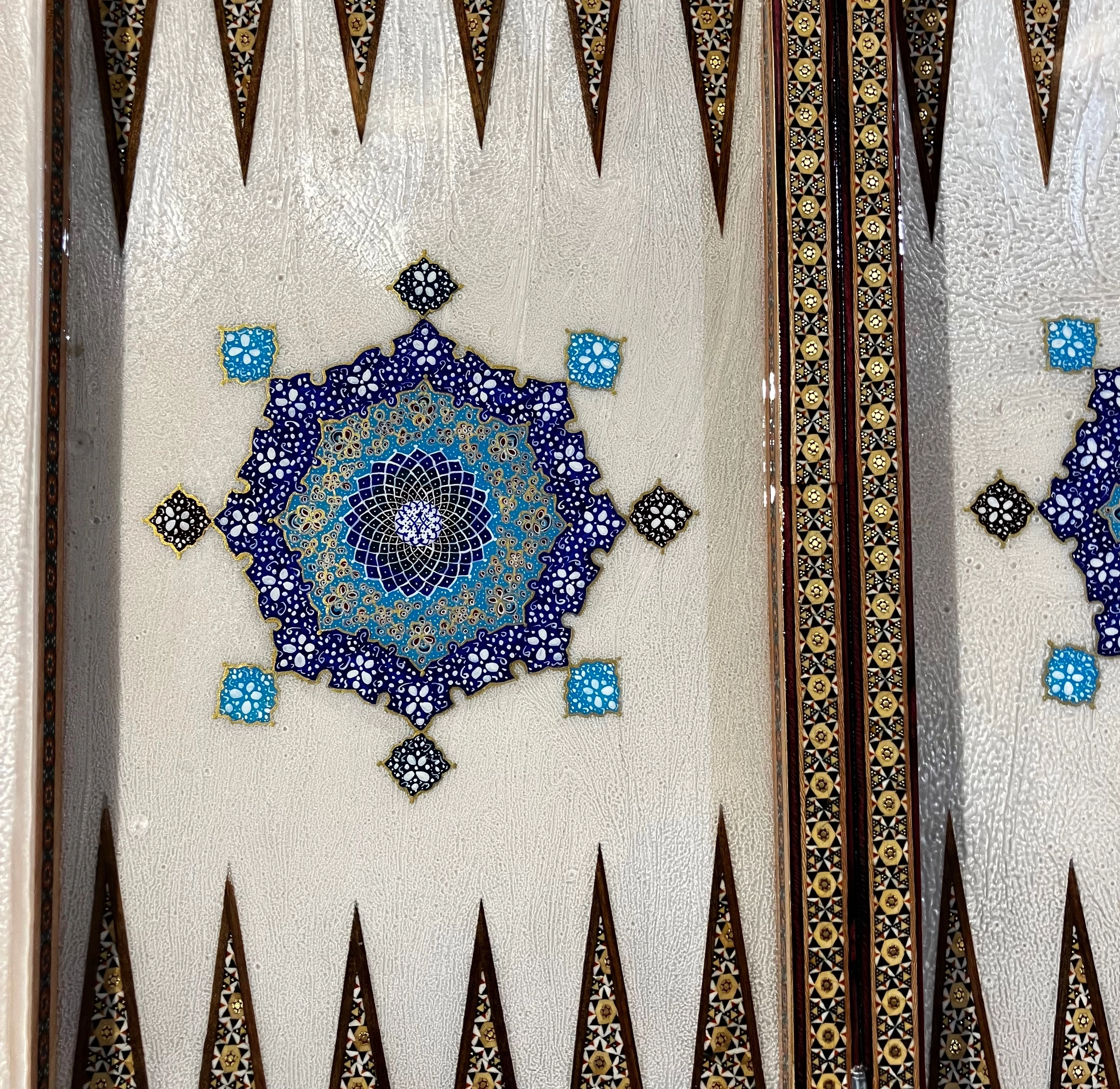 Handcrafted Khatam and Miniature Backgammon and Chess Set - 60x60 CM (Dalbor)