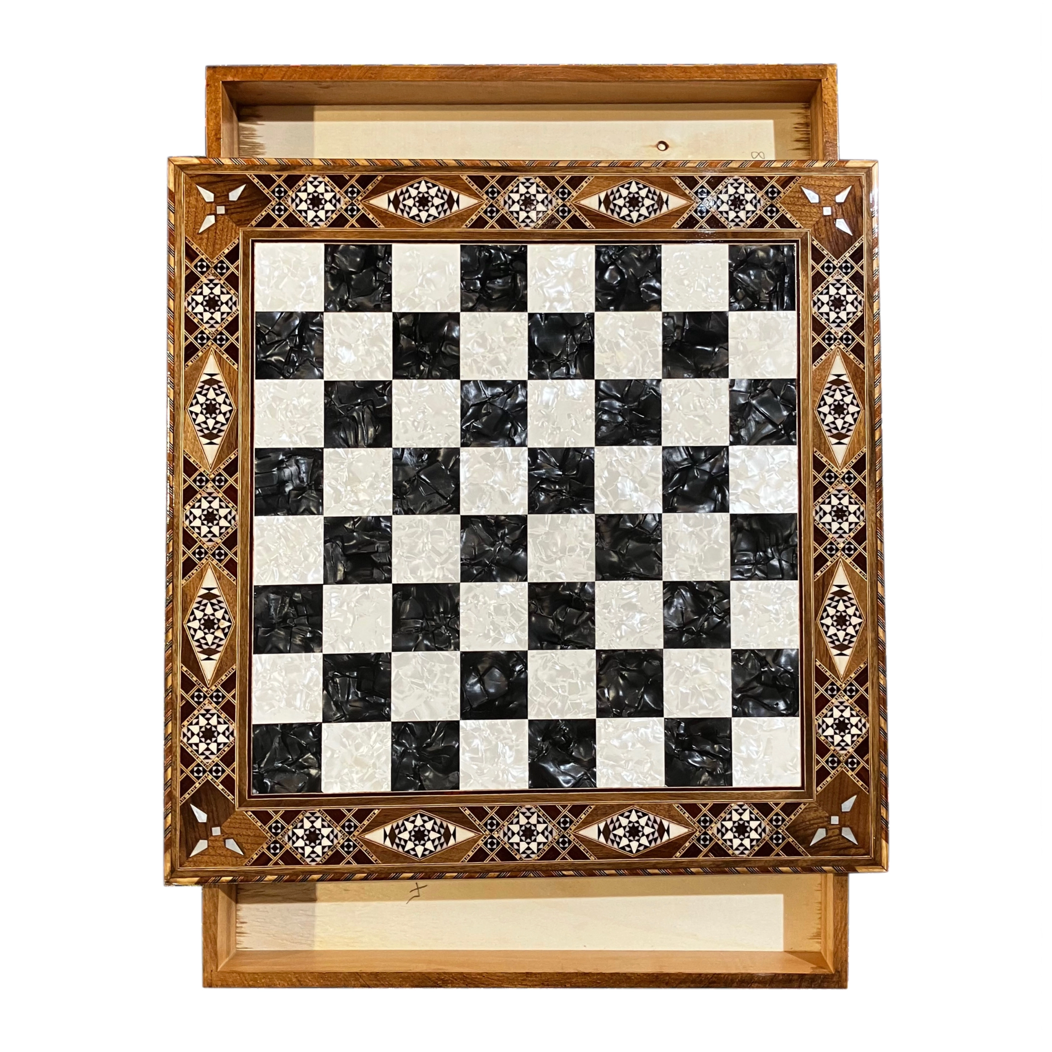 Mother-of-Pearl Drawer Chess Set – 50x50 cm