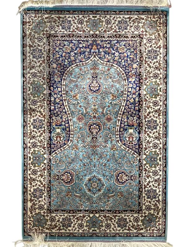 Persian Machine-Made Silk Prayer Rug - 80x120 cm