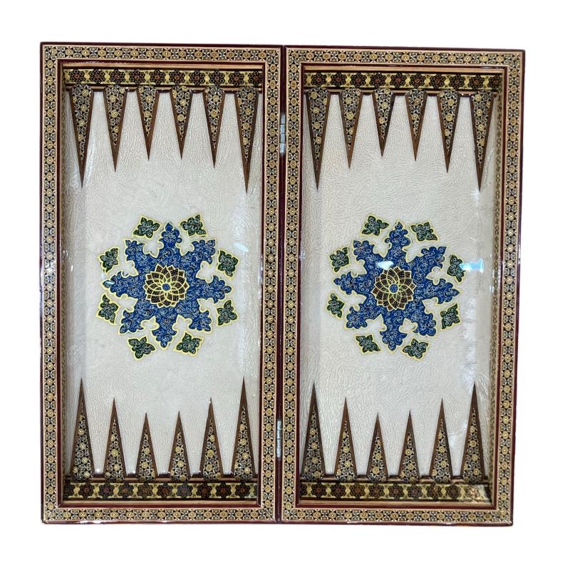 Handcrafted Khatam and Miniature Backgammon and Chess Set - 50x50 CM