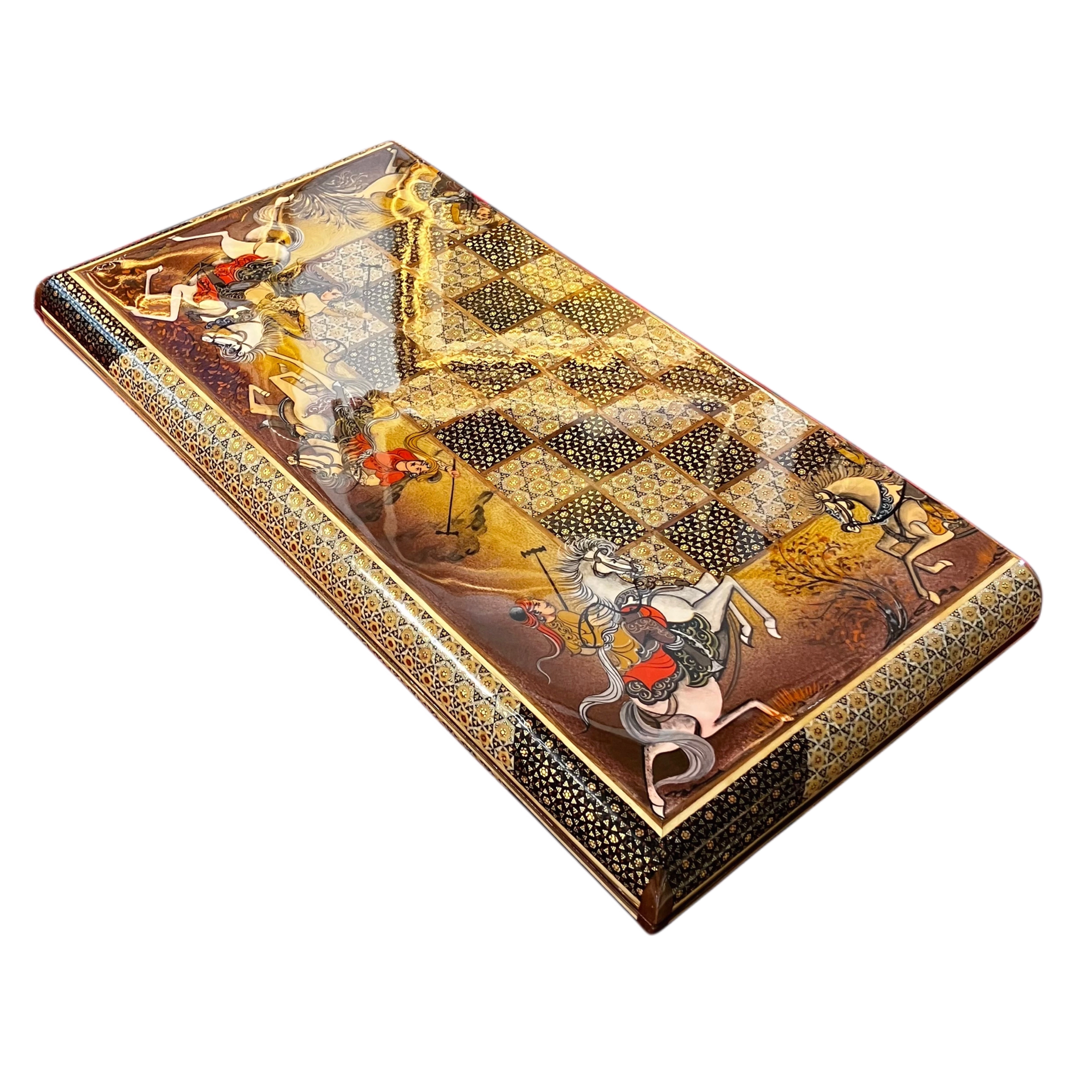 Handcrafted Khatam and Miniature Backgammon and Chess Set - 60x60 CM