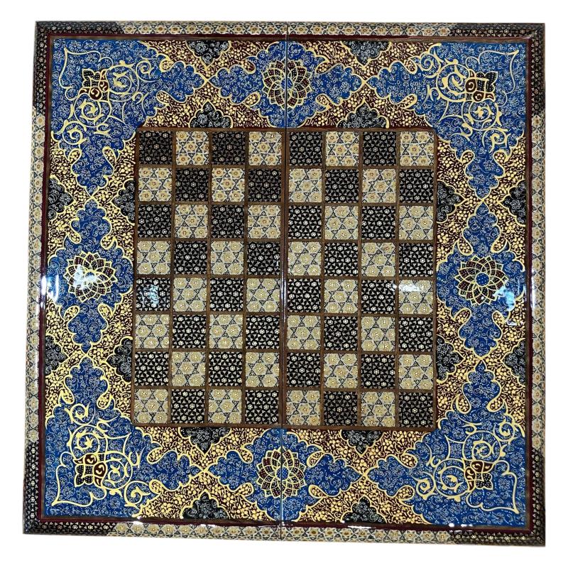 Handcrafted Khatam and Miniature Backgammon and Chess Set - 50x50 CM