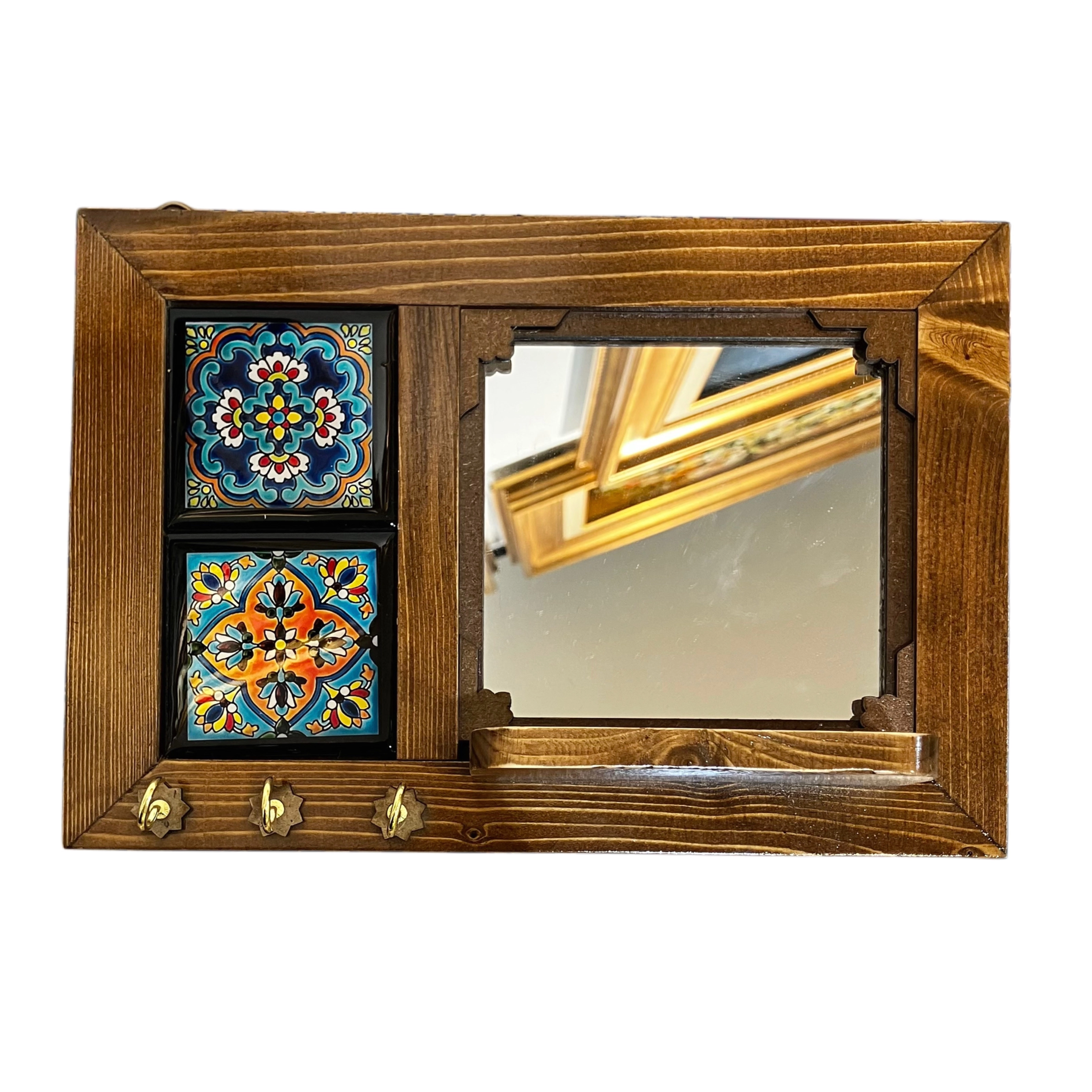 Handcrafted key hanger and mirror (17 x 25) cm