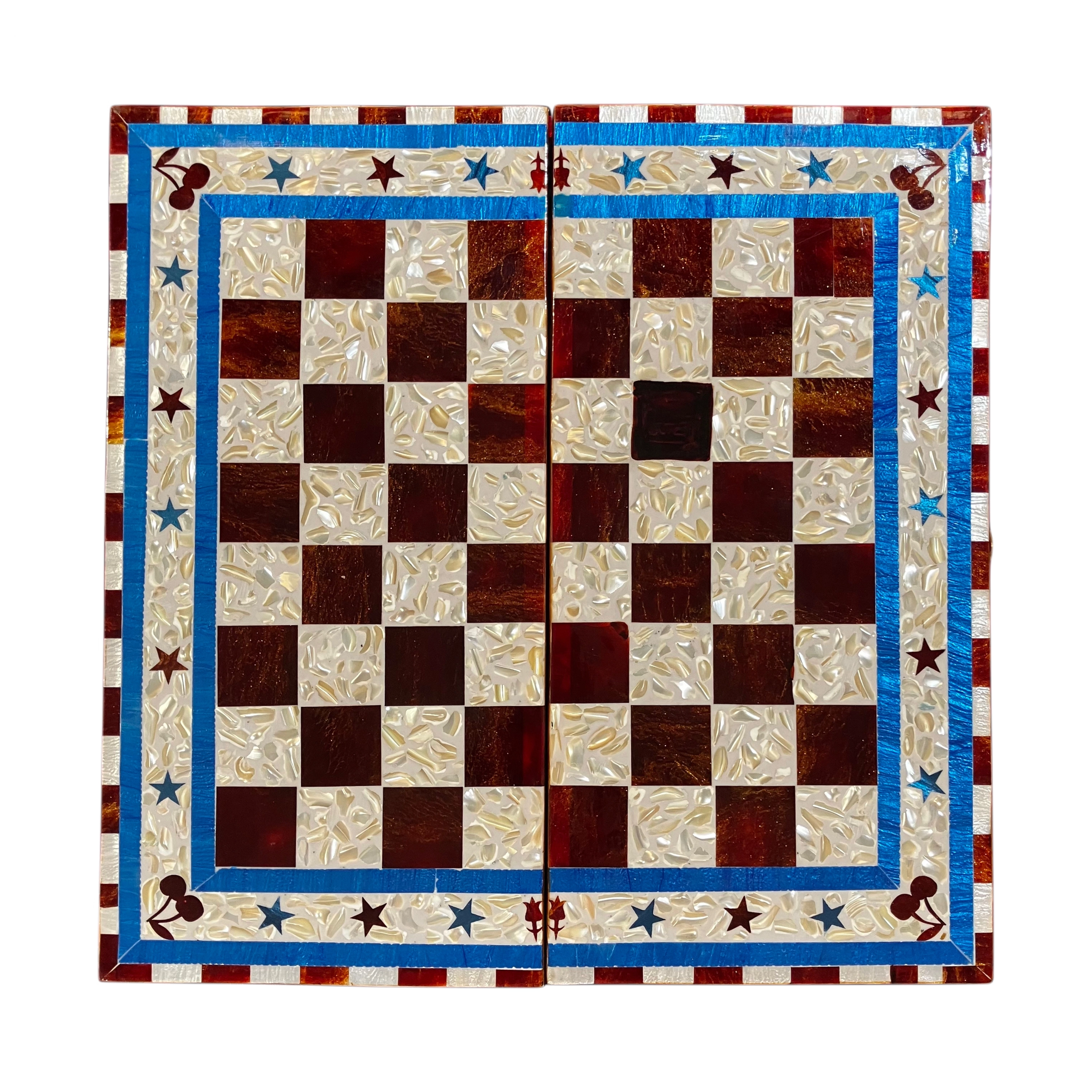 Egyptian Mother-of-Pearl Inlaid Backgammon & Chess Board | 40x40 cm