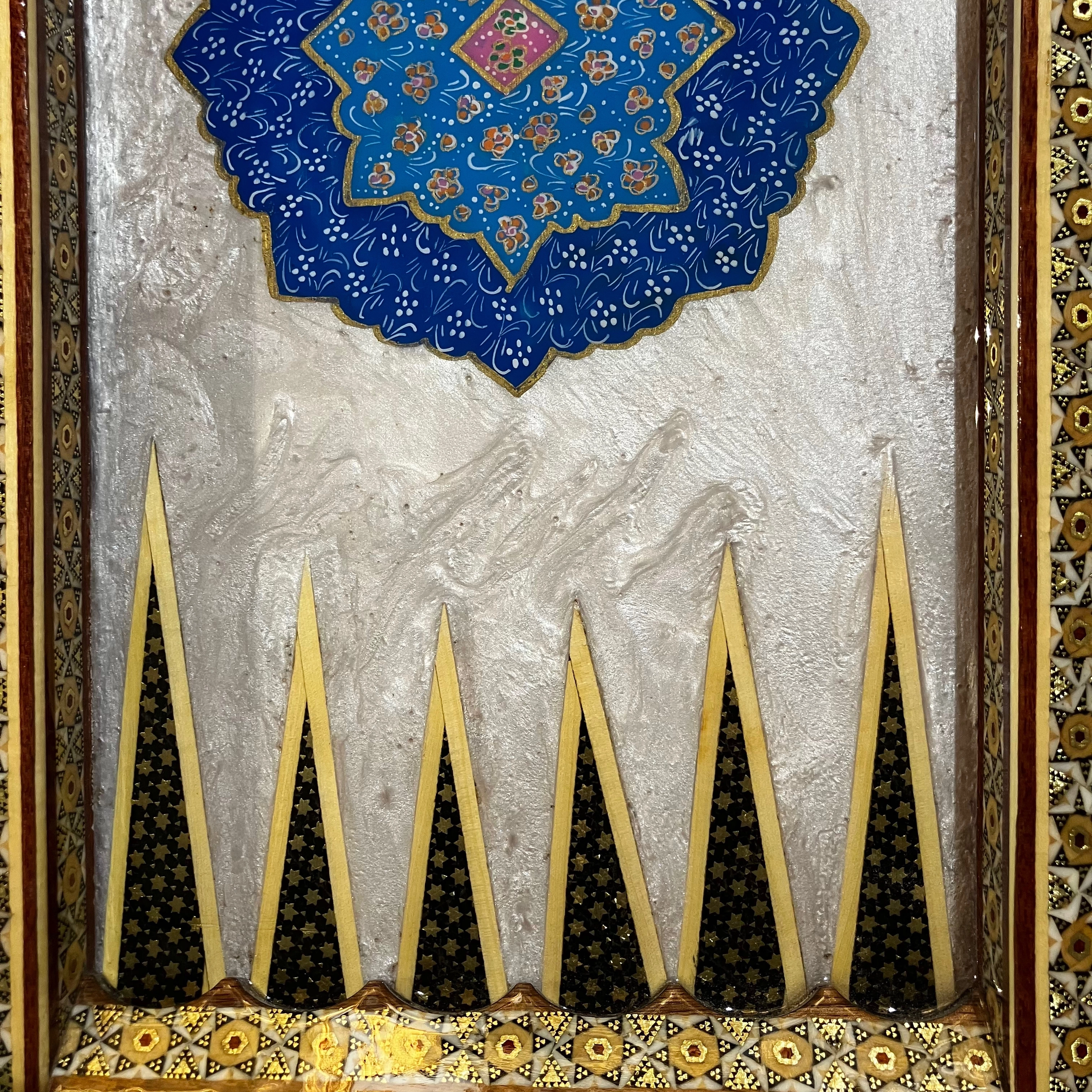 Handcrafted Khatam and Miniature Backgammon and Chess Set - 40x40 CM