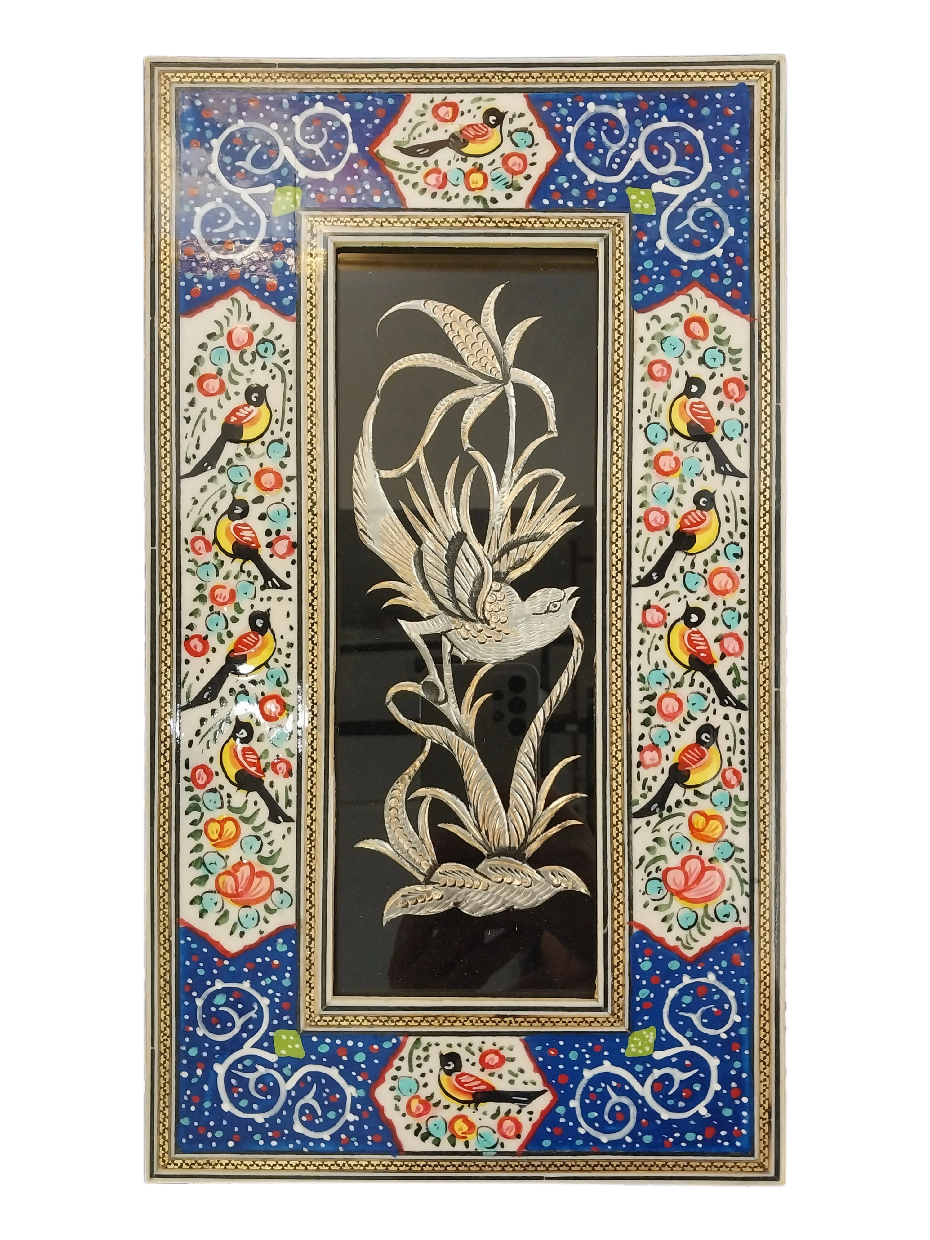 Handcrafted Mina, Khatam & Metal Inlay Wall Panel – 20x35 cm