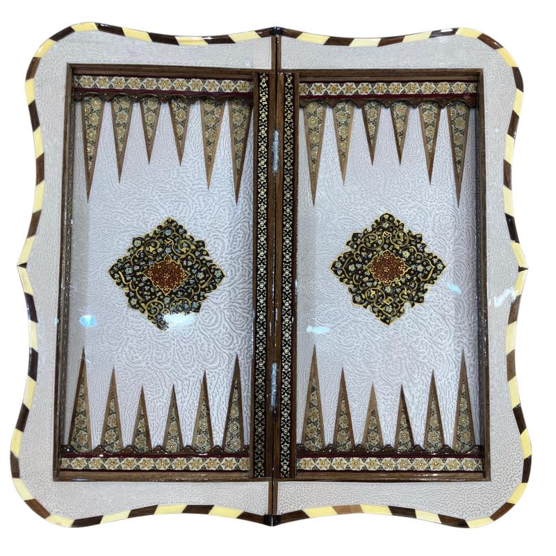 Handcrafted Khatam and Miniature Backgammon and Chess Set - 50x50 CM