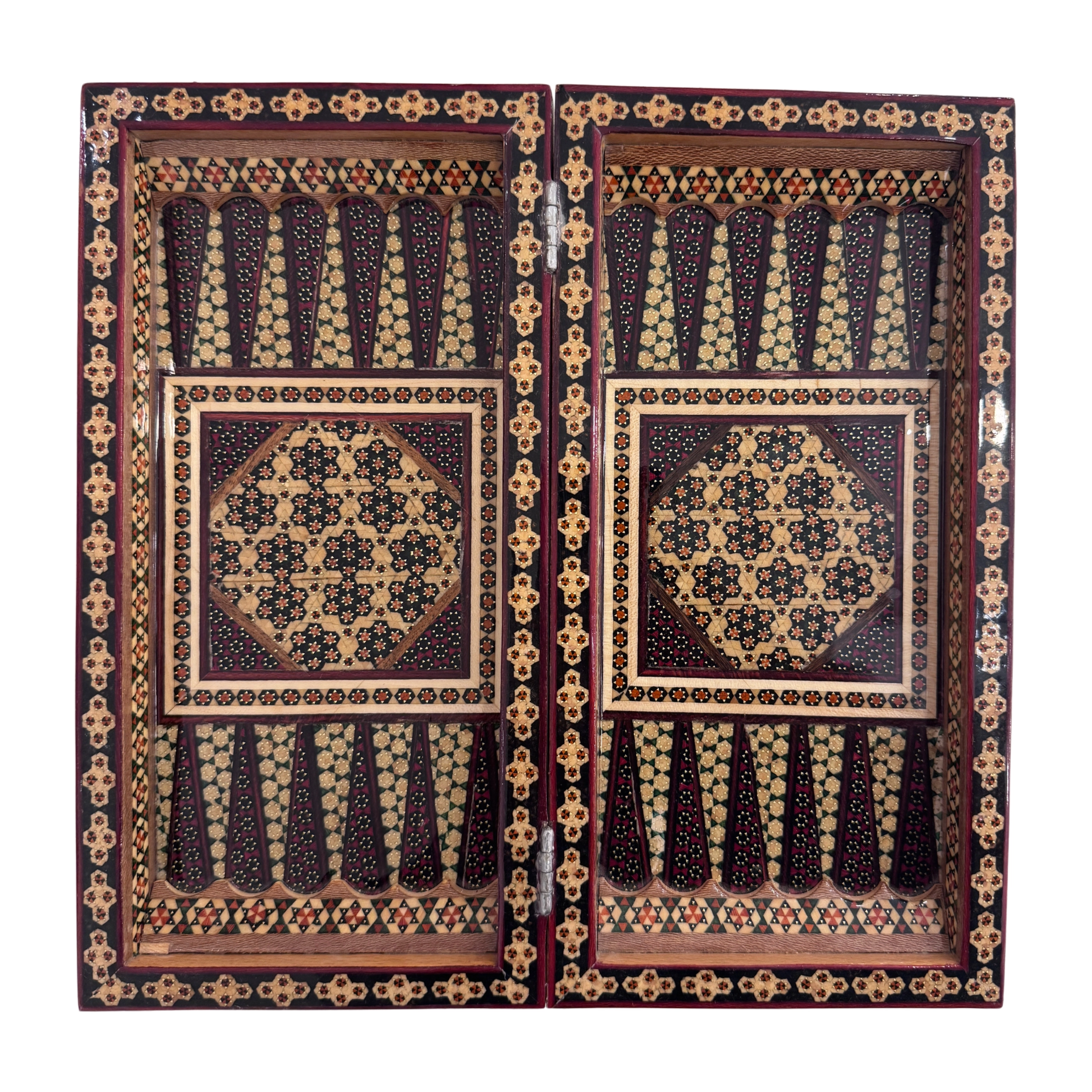 Handcrafted Khatam and Miniature Backgammon and Chess Set - 30x30 CM