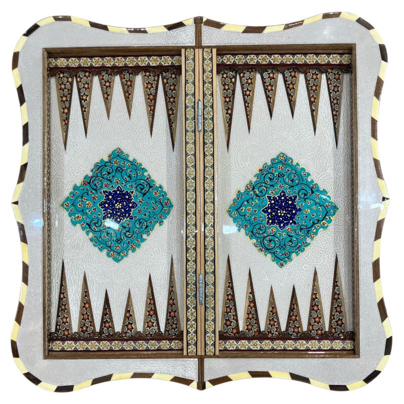 Handcrafted Khatam and Miniature Backgammon and Chess Set - 50x50 CM