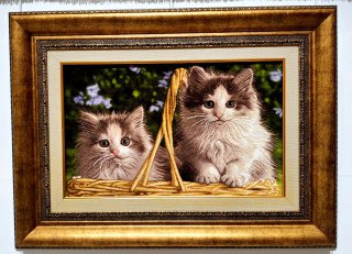 İran%20El%20Dokuması%20Tablo%20Halı%20(2%20kedi)%20Ebat:%20(38%20x%2060)%20cm