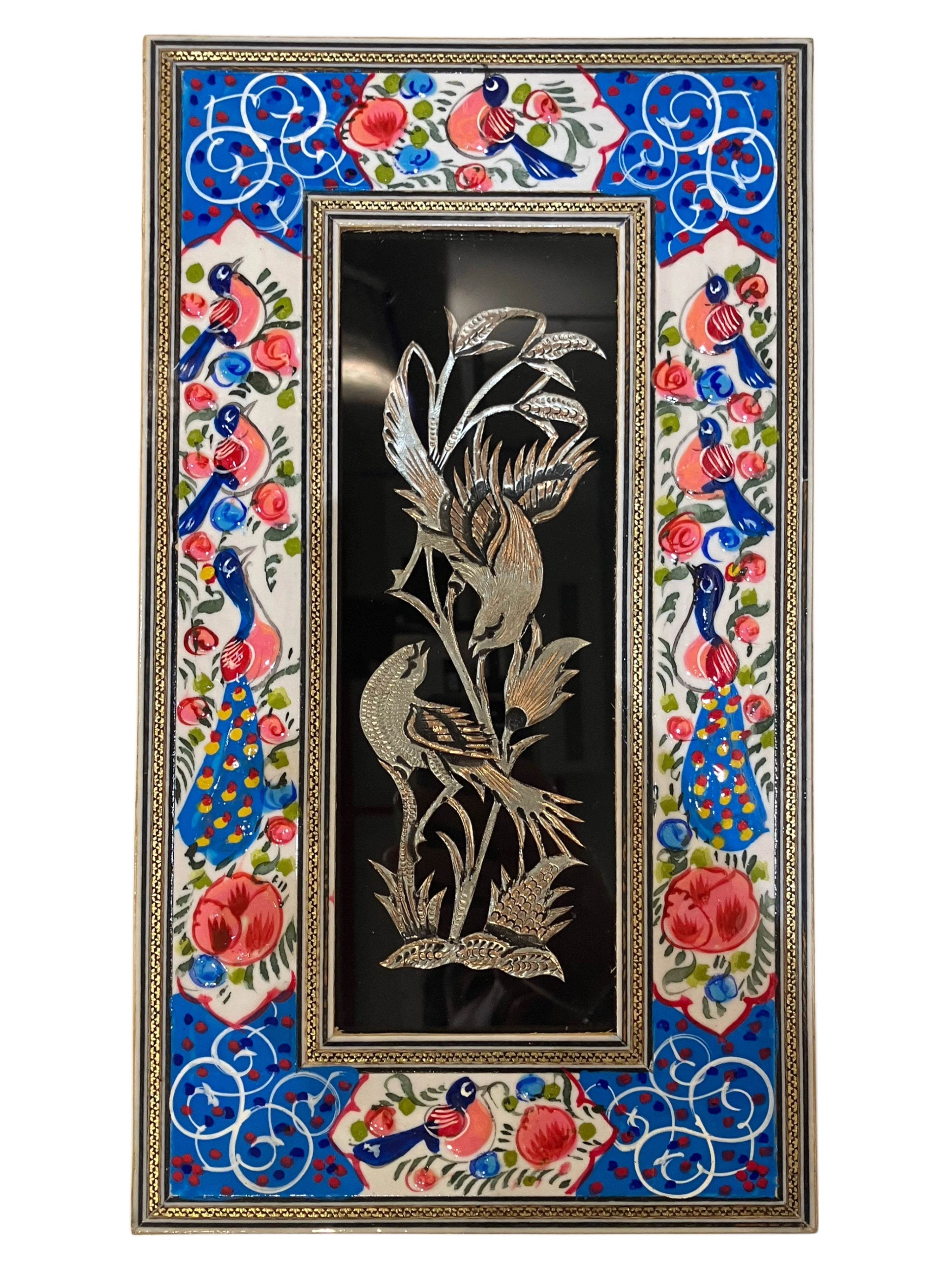 Handcrafted Mina, Khatam & Metal Inlay Wall Panel – 20x35 cm