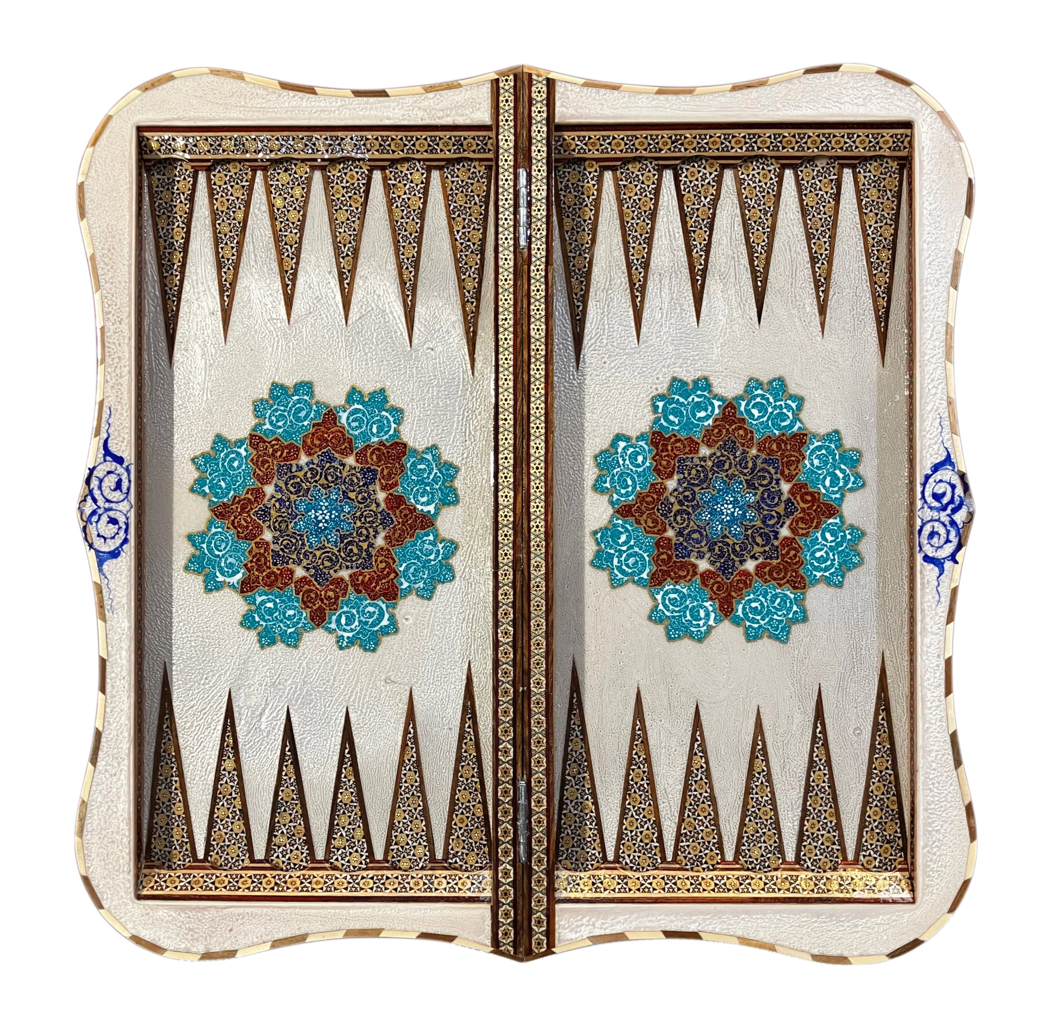 Handcrafted Khatam and Miniature Backgammon and Chess Set - 60x60 CM (Dalbor)