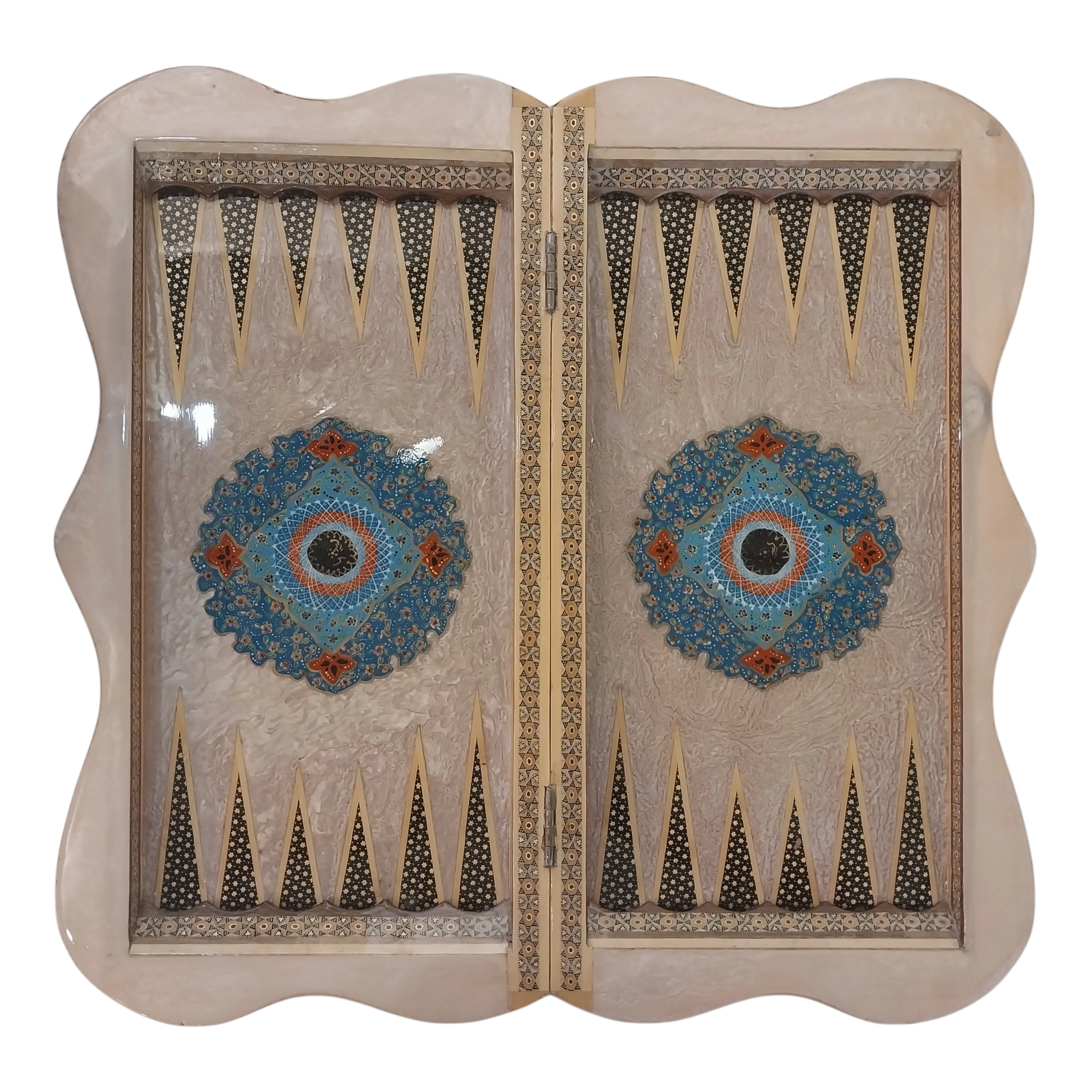 Handcrafted Khatam and Miniature Backgammon and Chess Set - 50x50 CM