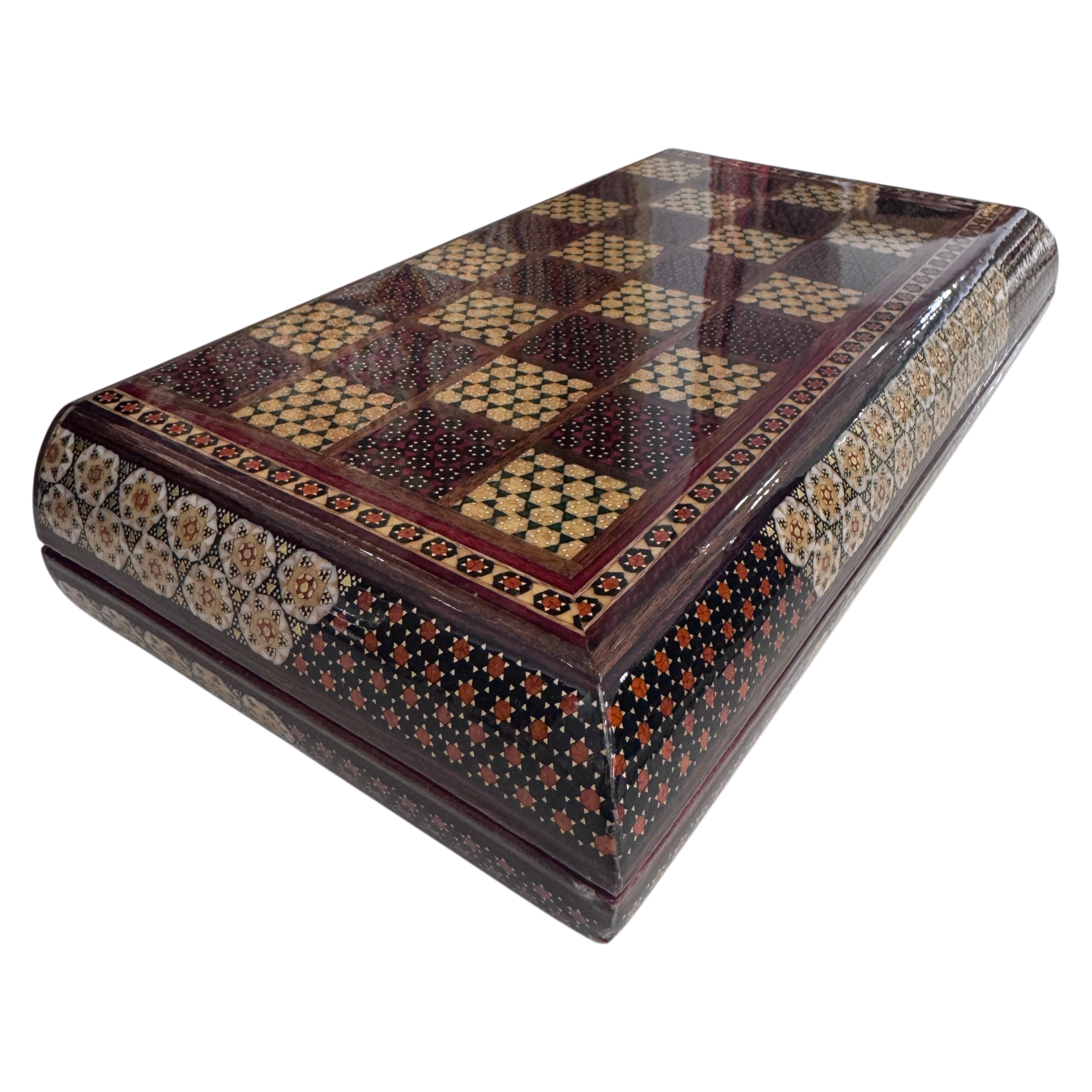 Handcrafted Khatam and Miniature Backgammon and Chess Set - 30x30 CM