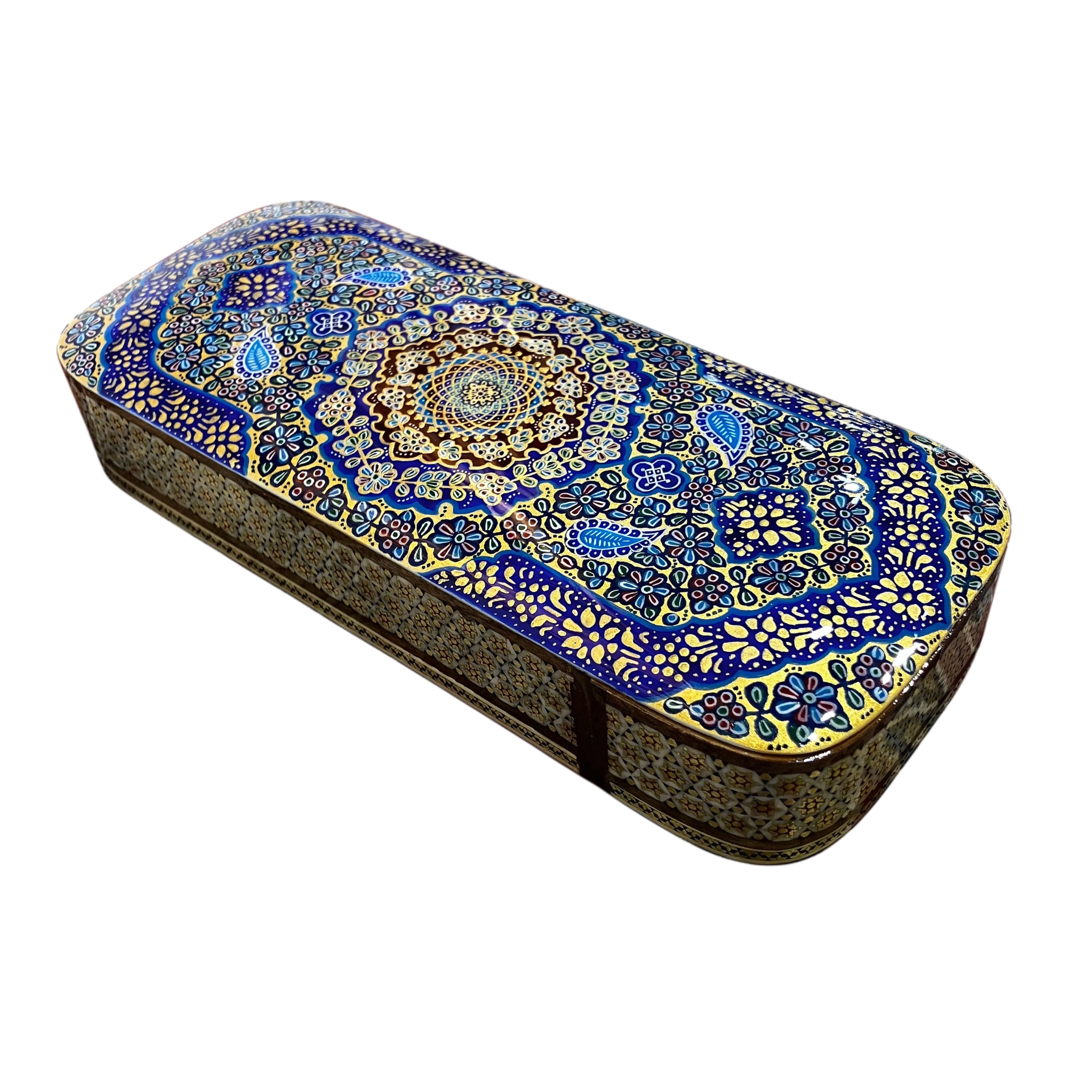 Khatam Fully Embroidered Pencil Case with Drawer 8 x 21 cm