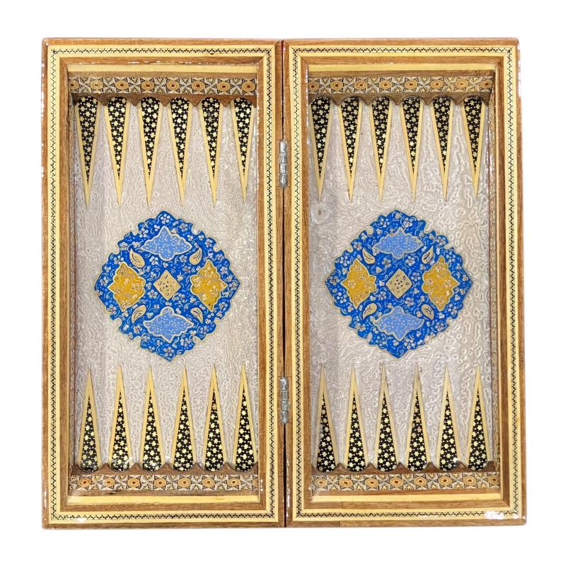 Handcrafted Khatam and Miniature Backgammon and Chess Set - 30x30 CM