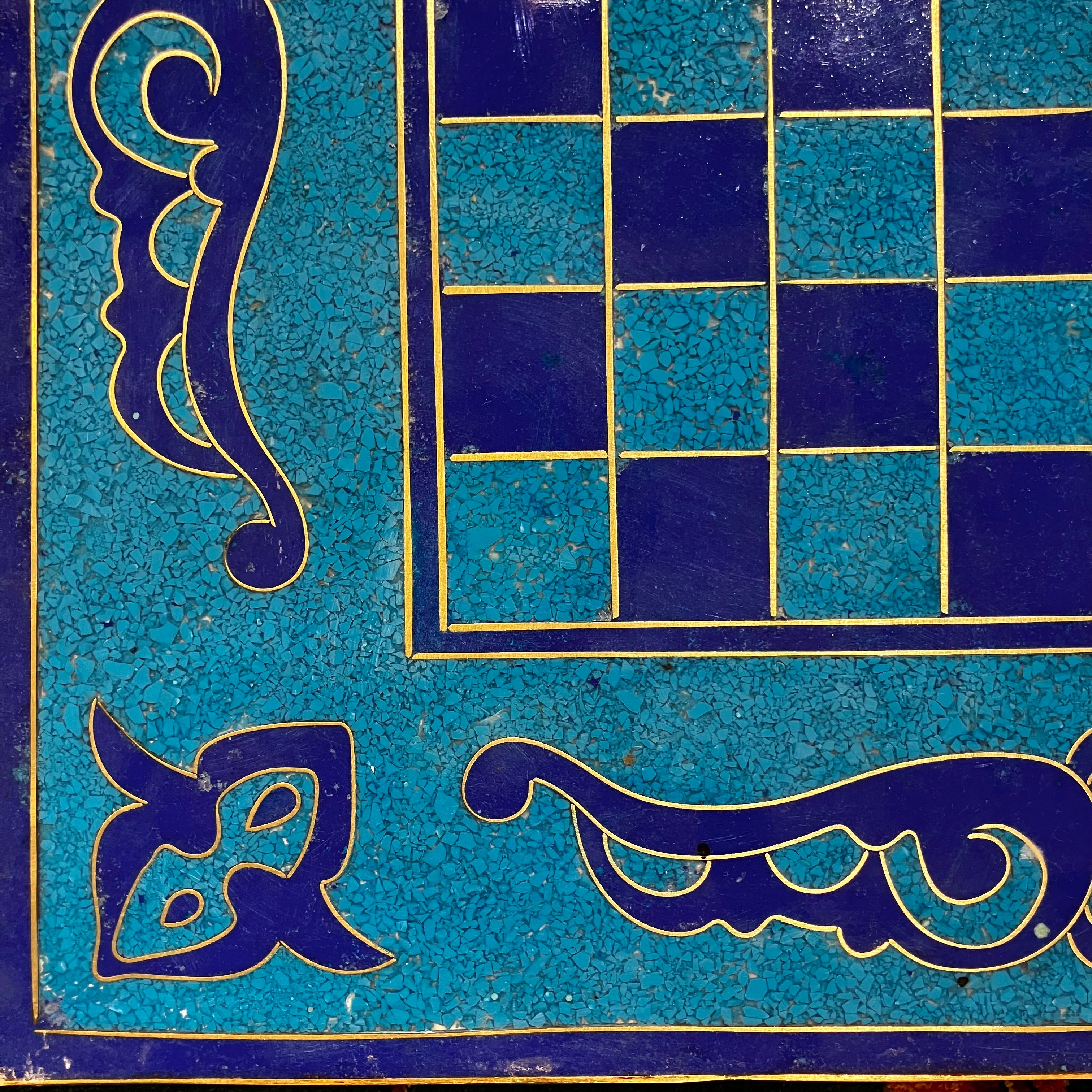 Egyptian Turquoise Inlaid Chess Board | 40x40 cm