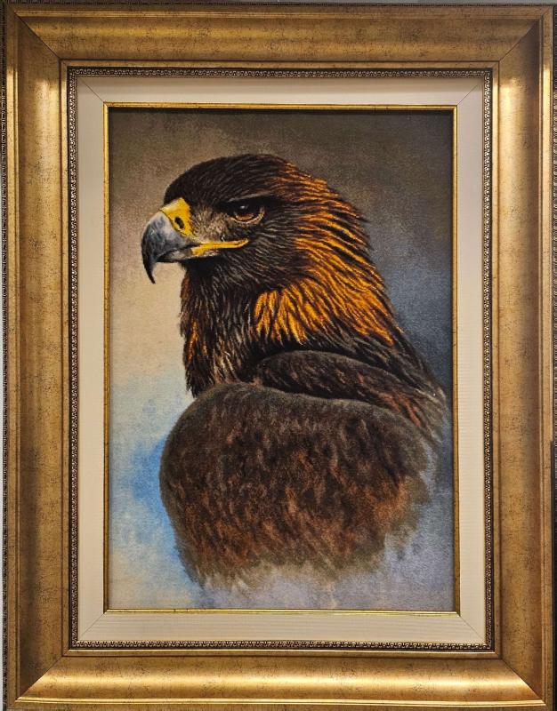 Luxury Handwoven Iranian Wall Carpet – Eagle | 46×65 cm | Wool & Silk | Made in Iran