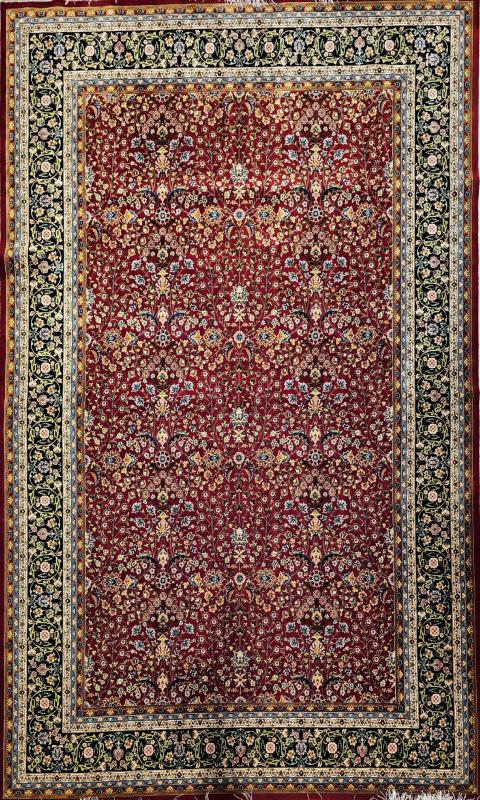 Persian Machine-Made Silk Carpet | Classic Red Design | 200×300 cm