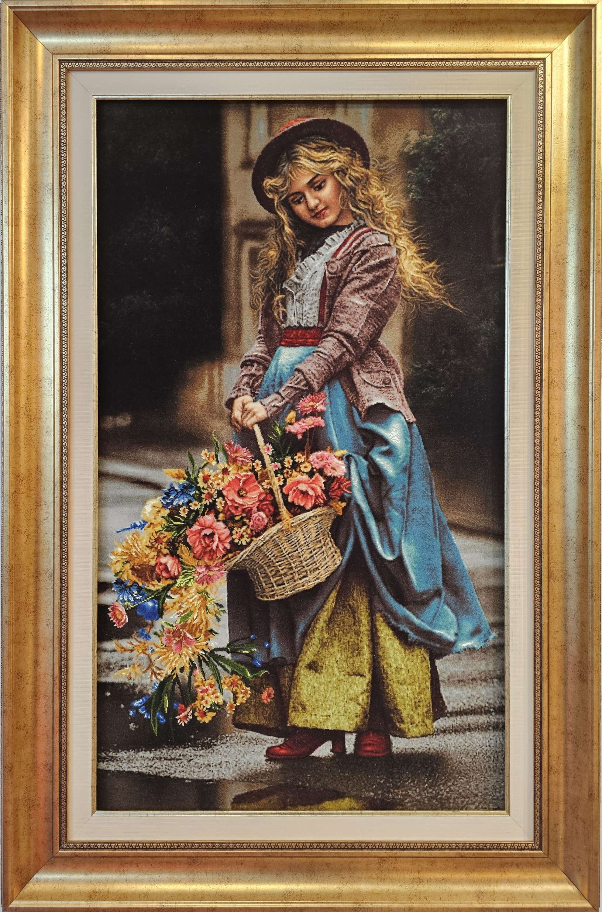 El%20Dokuma%20İran%20Tablo%20Halı%20–%20“Çiçekçi%20Kız”%20(58×98%20cm)