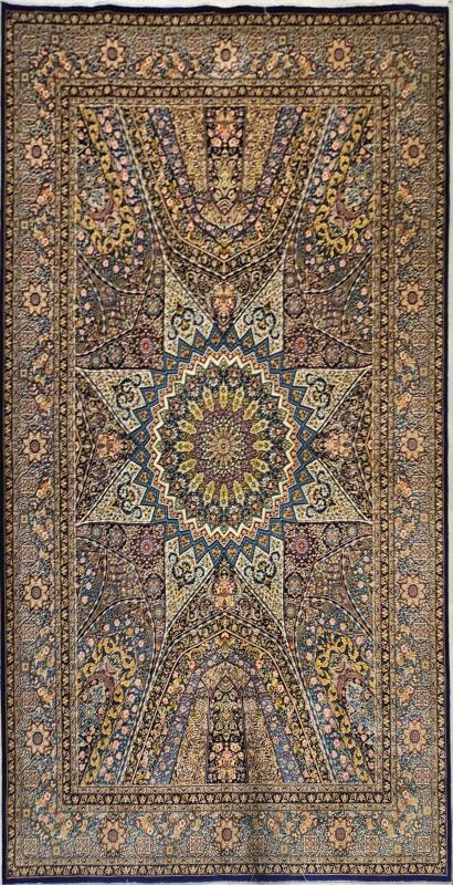Silk-Look Machine Rug | 200×300 cm – Classic Medallion & Mihrab Composition