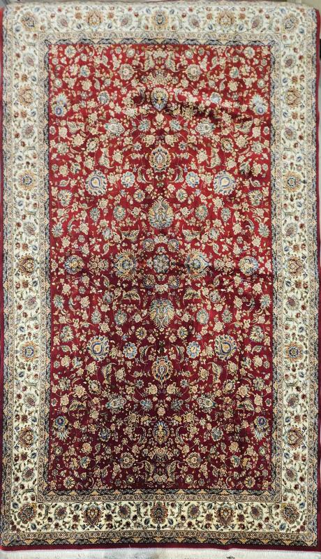 Silk-Look Machine Rug | 200×300 cm – Classic Floral Design (Red Base)