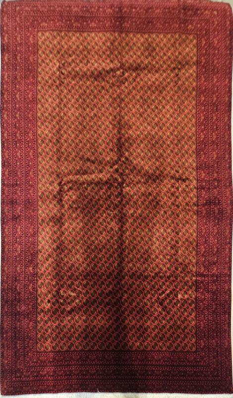 Silk-Look Machine Rug | 200×300 cm – Geometric Pattern (Burgundy Base)