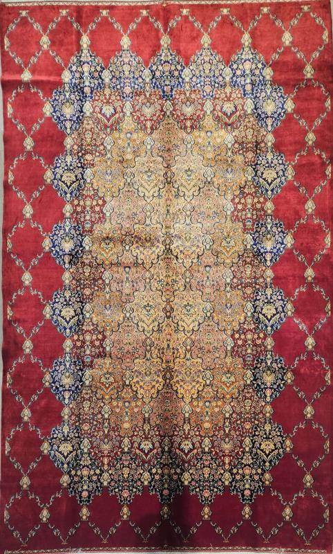 Silk-Look Machine Rug | 200×300 cm – Classic Medallion Design (Red Background)