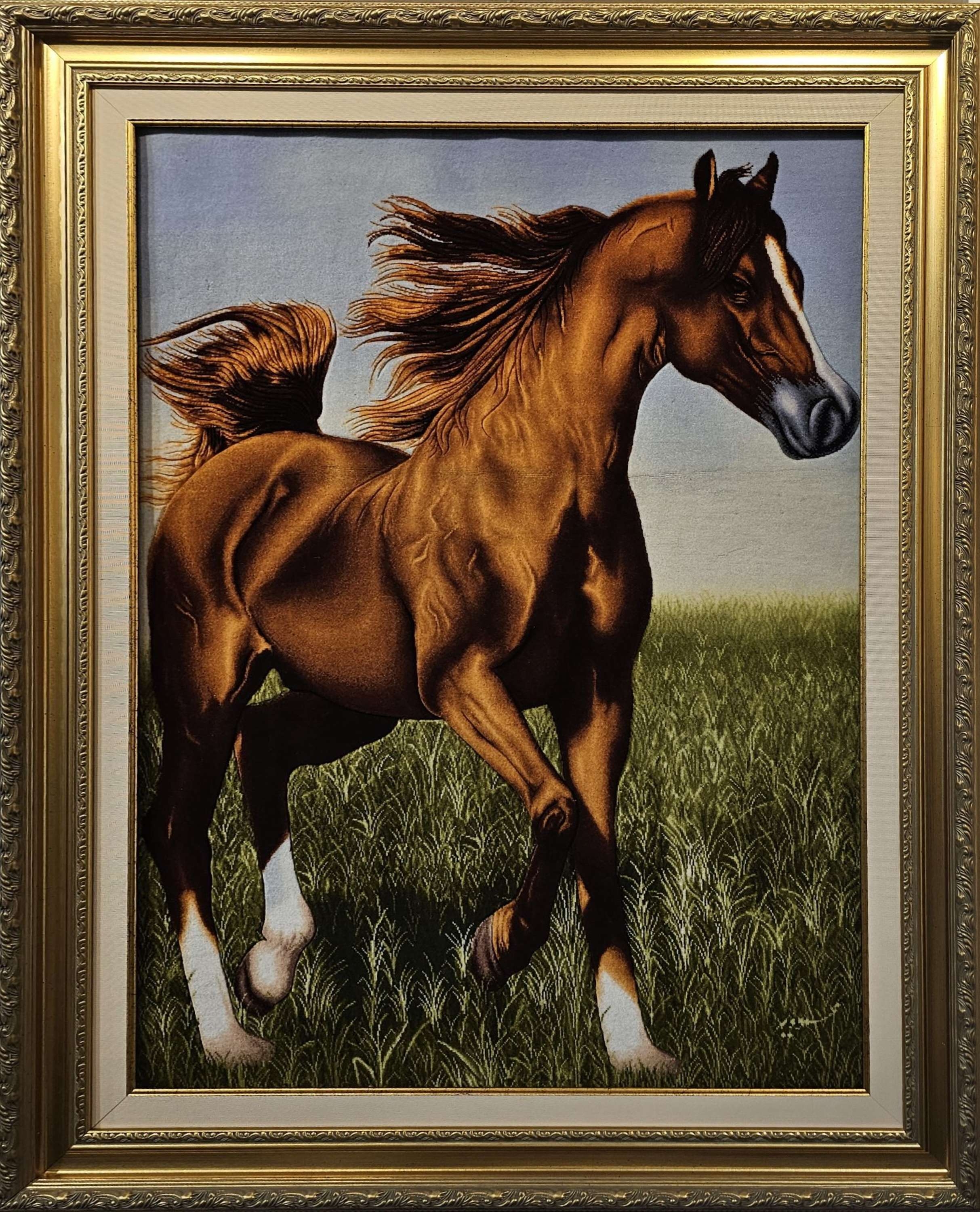 Kahverengi%20At%20İran%20El%20Dokuma%20Tablo%20Halı