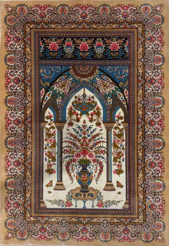 Persian Machine-Made Silk Prayer Rug (80×125 cm)
