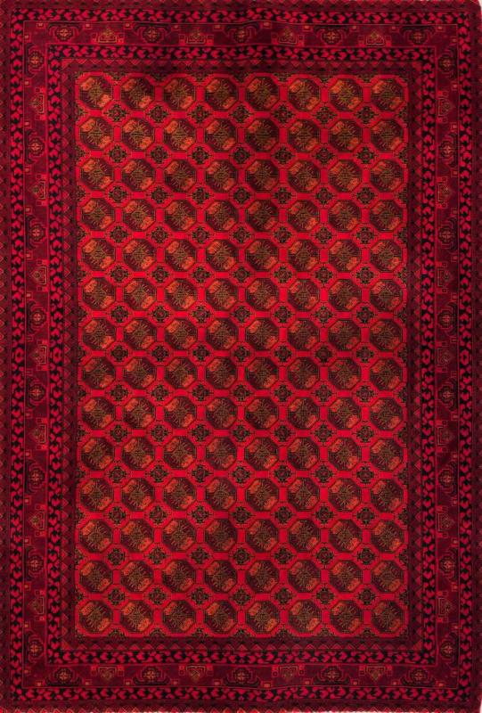 Persian Machine-Made Silk Carpet – Red Bokhara Design (100×150 cm)