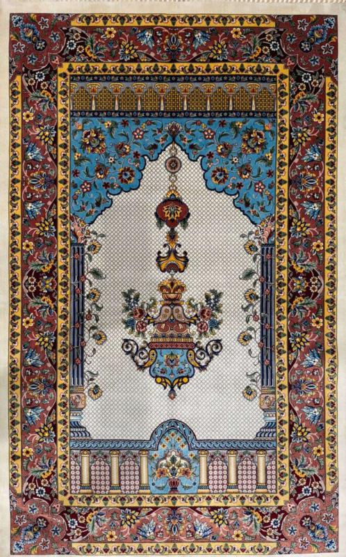 Persian Machine-Made Silk Prayer Rug (80×125 cm)