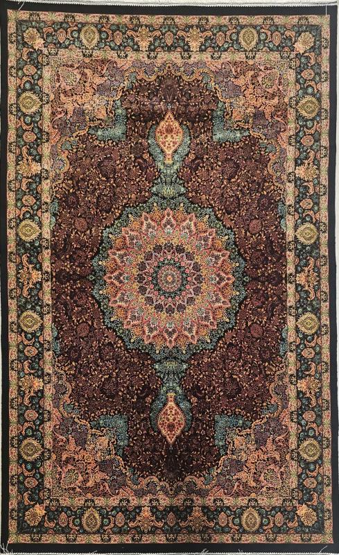Machine-Made Silk Carpet – Classic Medallion Design – 120×180 cm