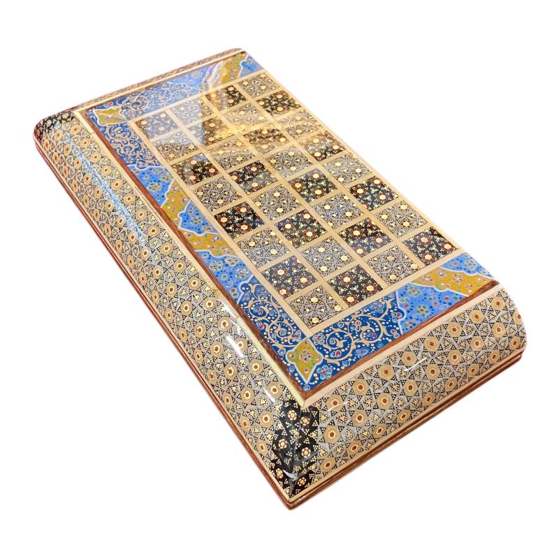 Handcrafted Khatam and Miniature Backgammon and Chess Set - 30x30 CM