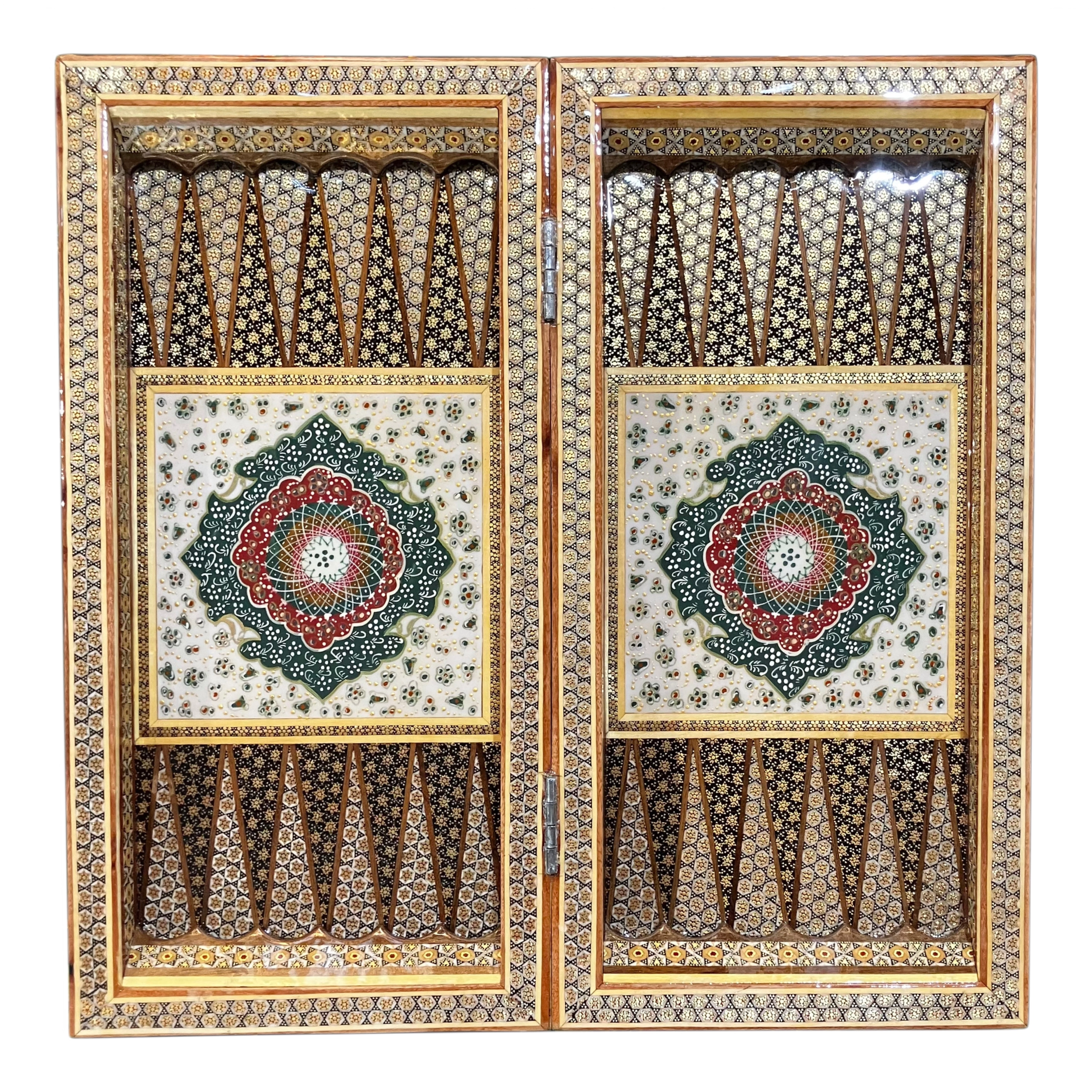 Handcrafted Khatam and Miniature Backgammon and Chess Set - 40x40 CM