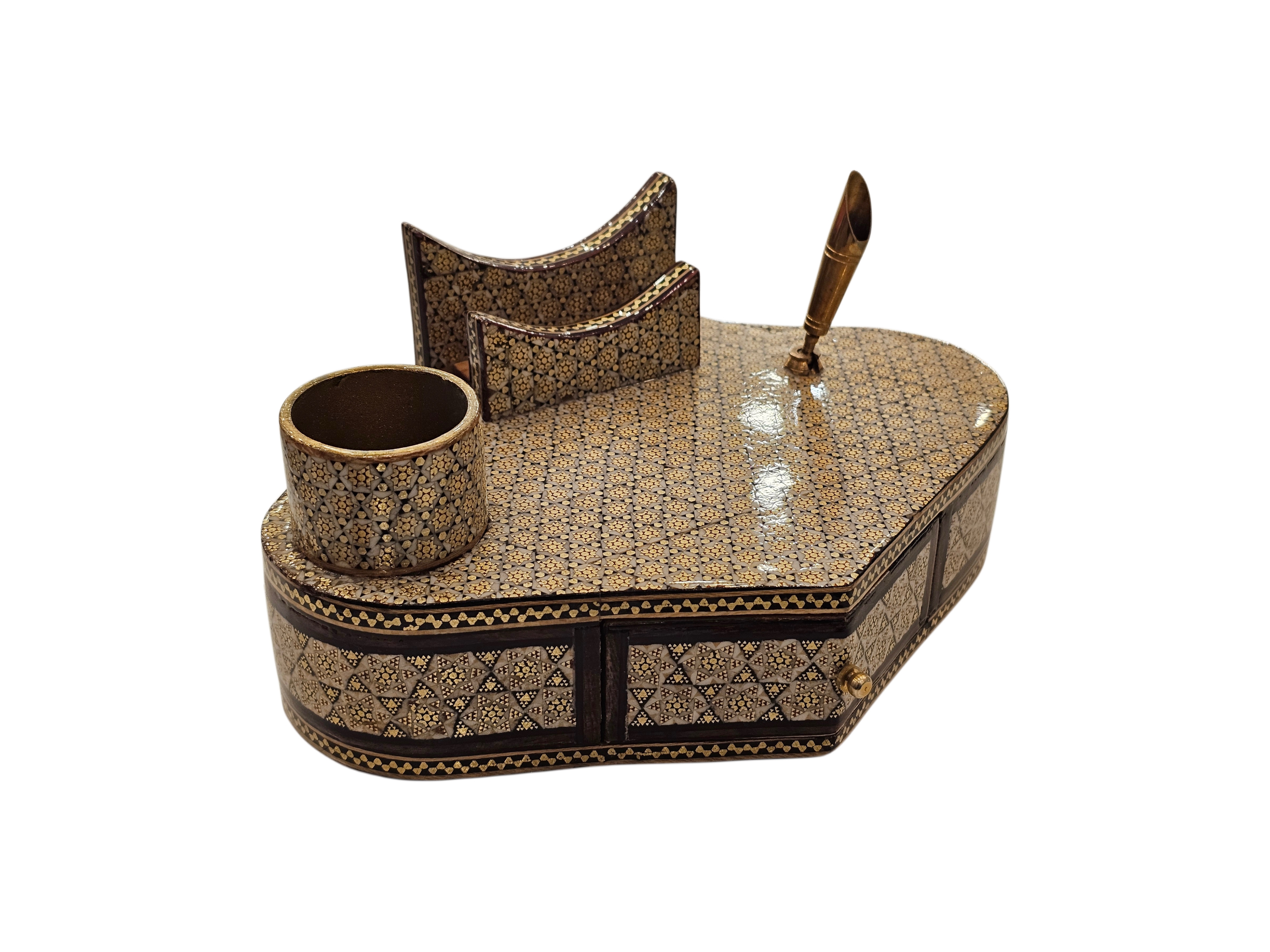 khatam Desktop Luxury Pen Holder (Handicraft of Iran)  Size: (15 X 20) cm