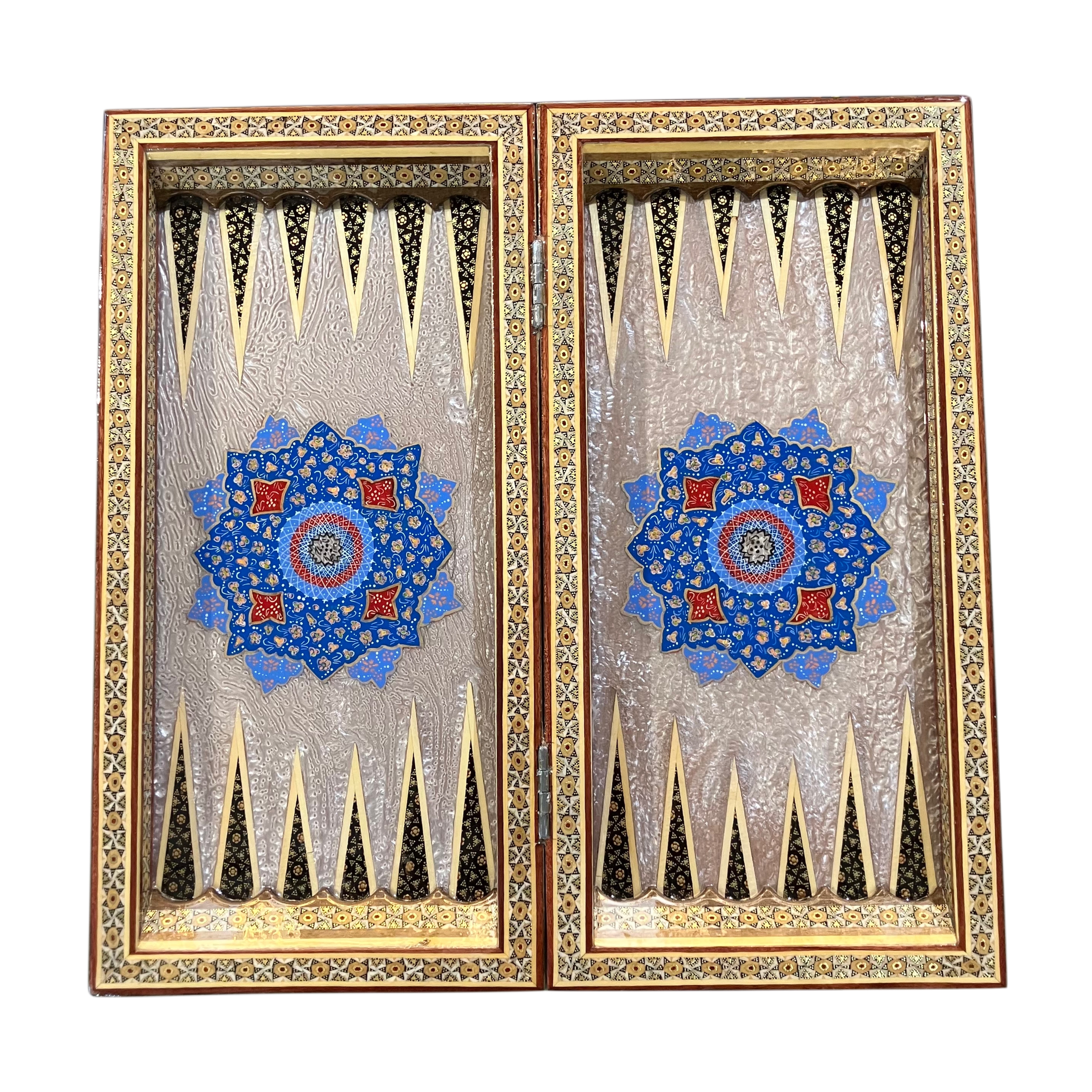 Handcrafted Khatam and Miniature Backgammon and Chess Set - 30x30 CM