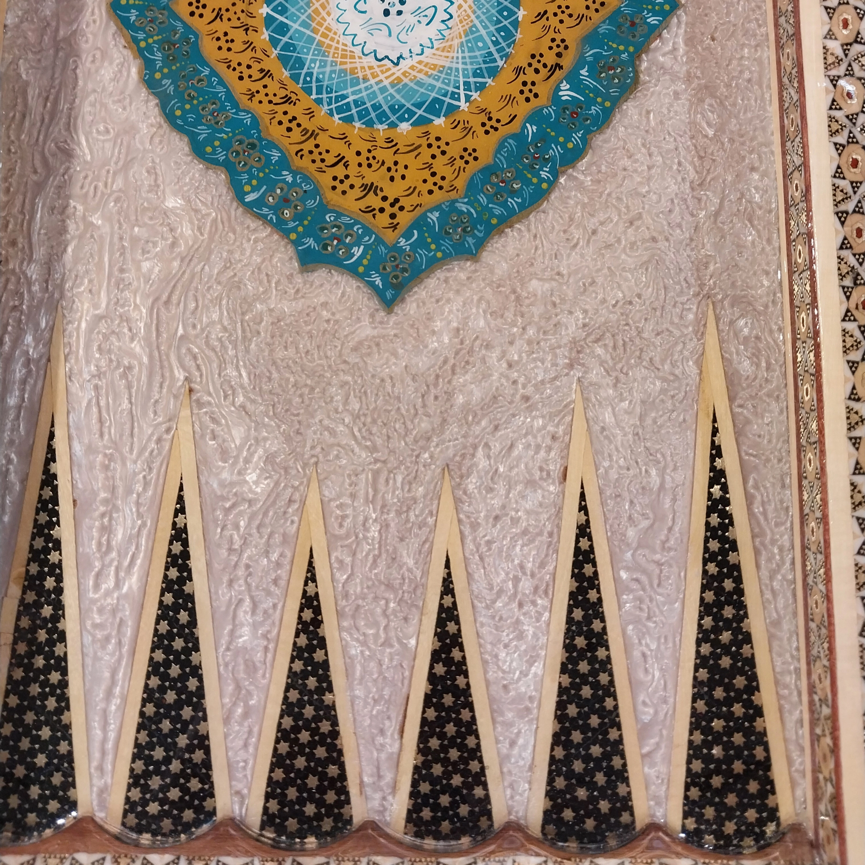 Handcrafted Khatam and Miniature Backgammon and Chess Set - 50x50 CM