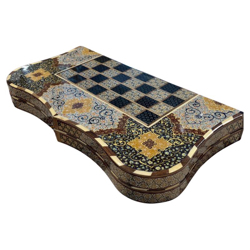 Handcrafted Khatam and Miniature Backgammon and Chess Set - 50x50 CM