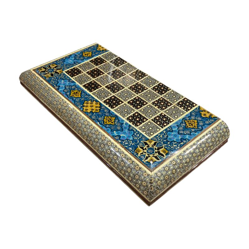 Handcrafted Khatam and Miniature Backgammon and Chess Set - 40x40 CM